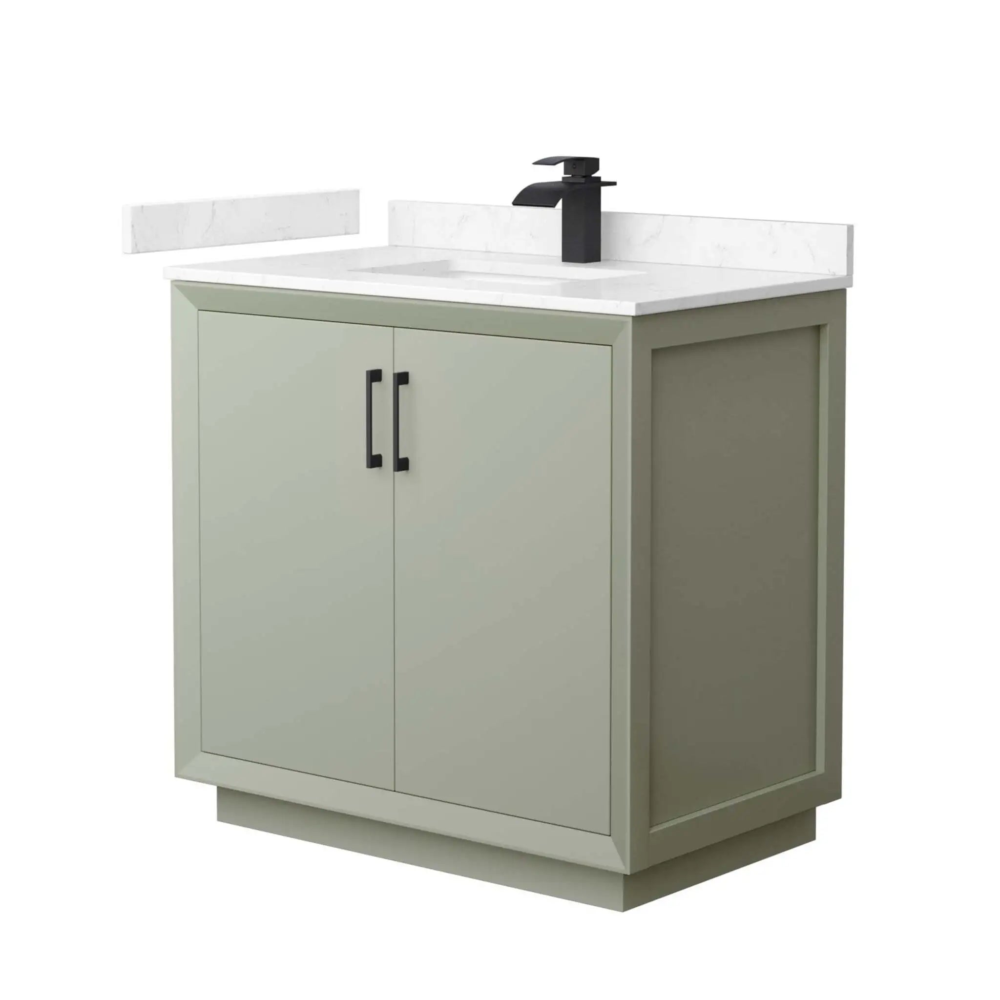 36" Strada Single Bathroom Vanity in Light Green with Matte Black Trim by Wyndham