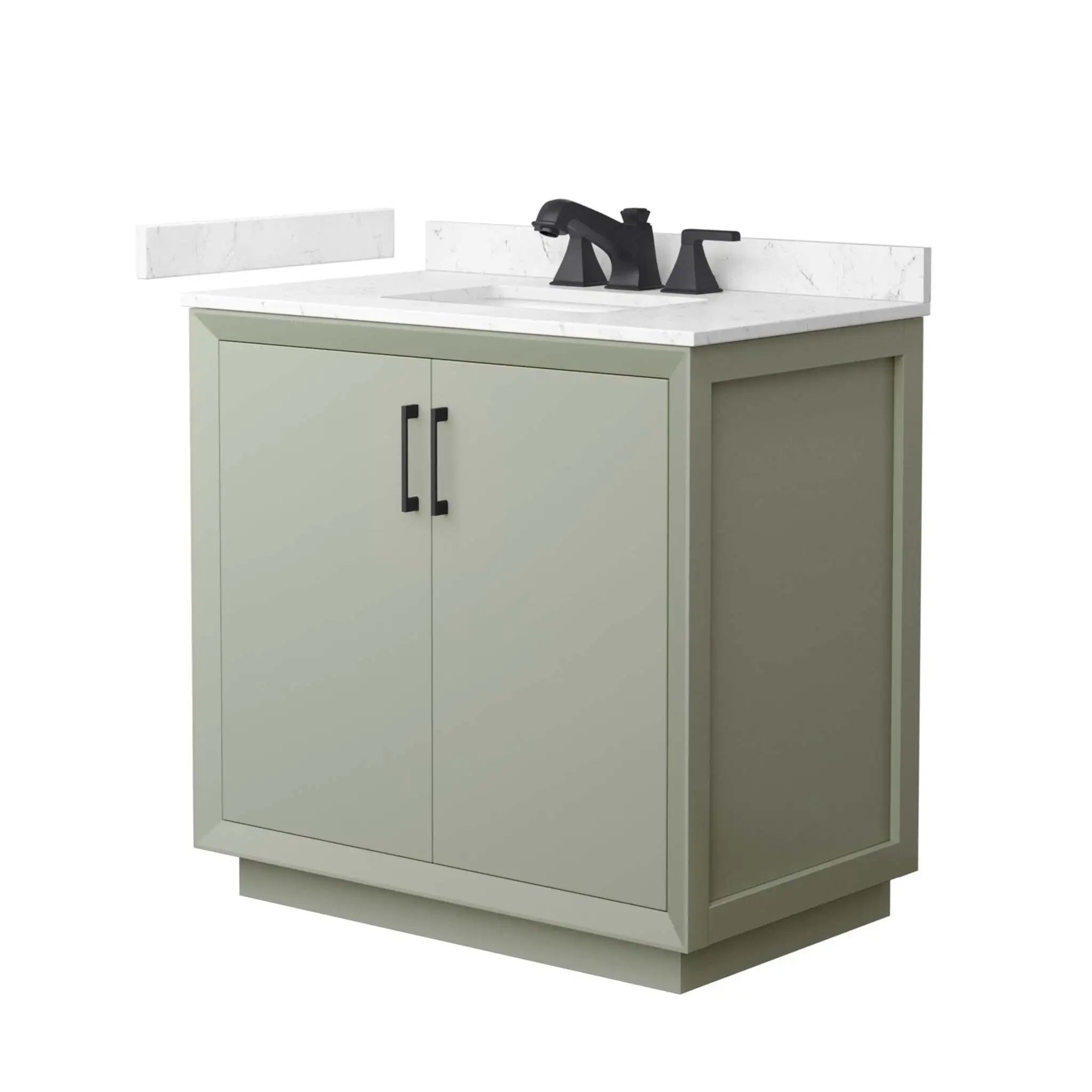 36" Strada Single Bathroom Vanity in Light Green with Matte Black Trim by Wyndham