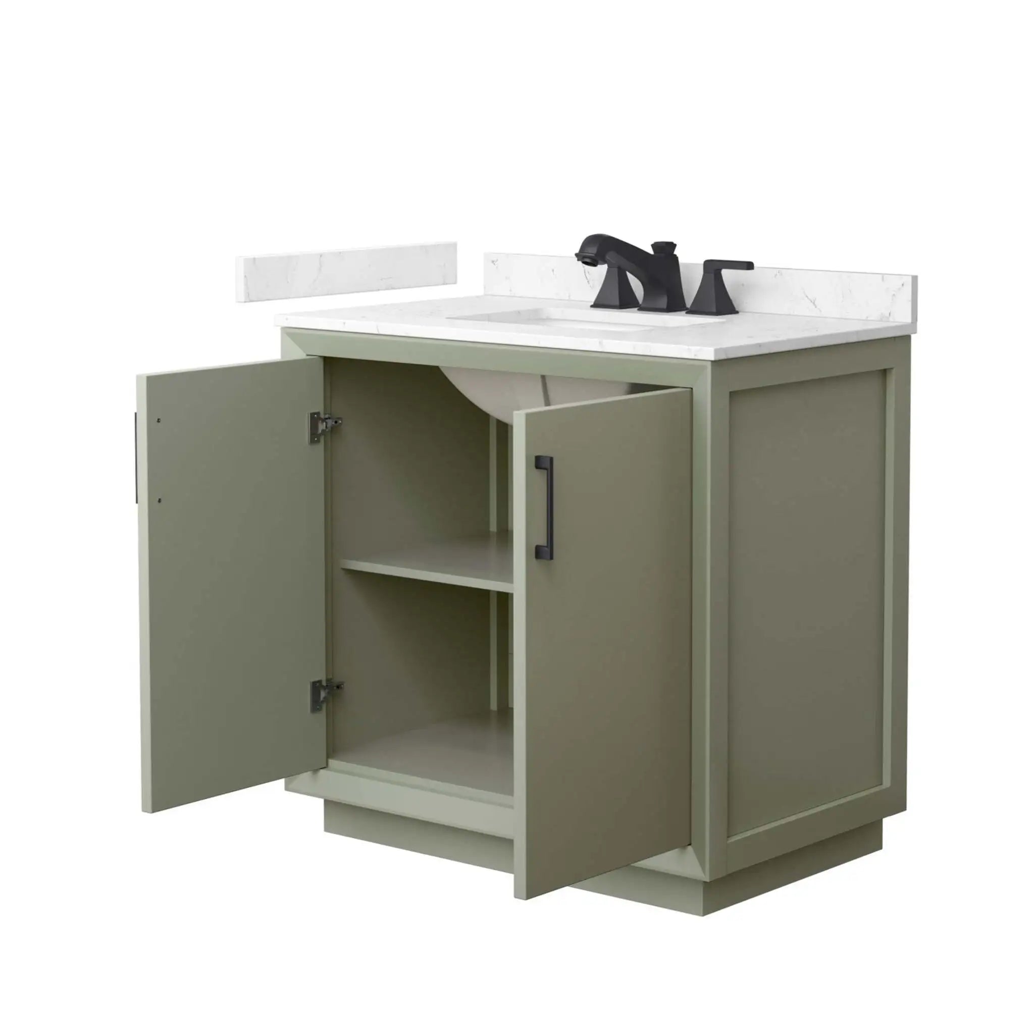 36" Strada Single Bathroom Vanity in Light Green with Matte Black Trim by Wyndham