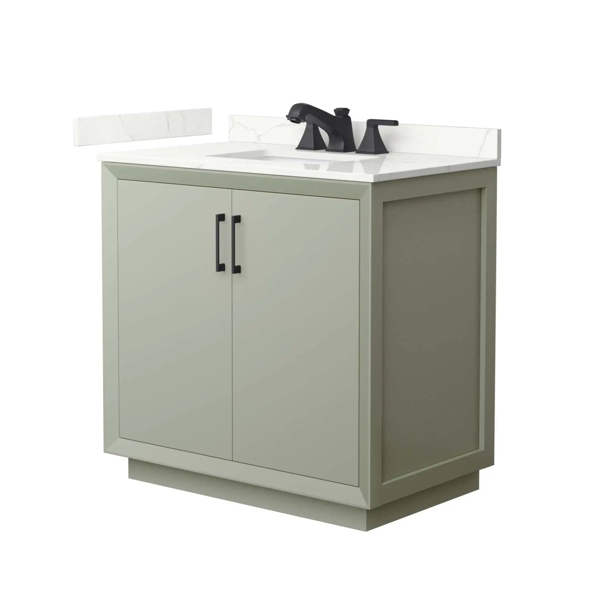 36" Strada Single Bathroom Vanity in Light Green with Matte Black Trim by Wyndham