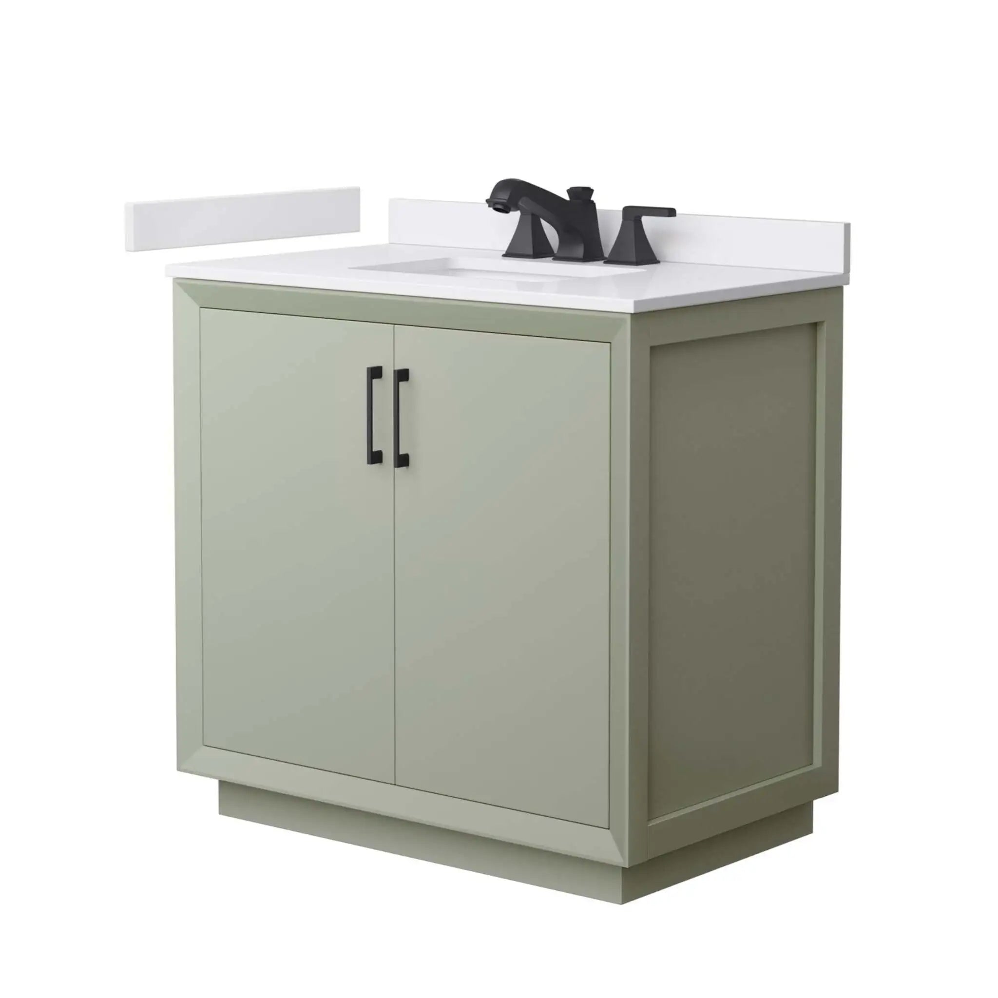 36" Strada Single Bathroom Vanity in Light Green with Matte Black Trim by Wyndham