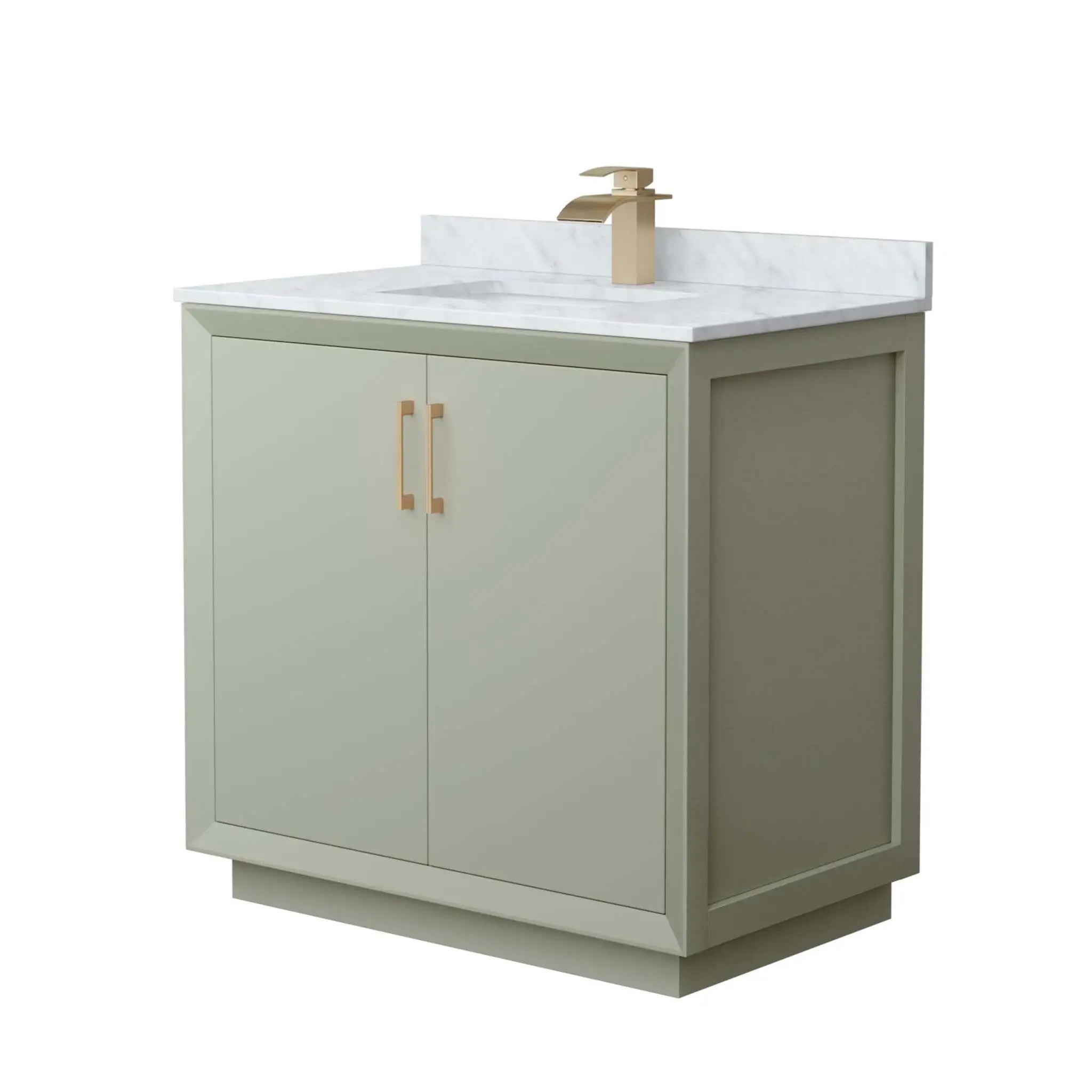 36" Strada Single Bathroom Vanity in Light Green with Satin Bronze Trim by Wyndham