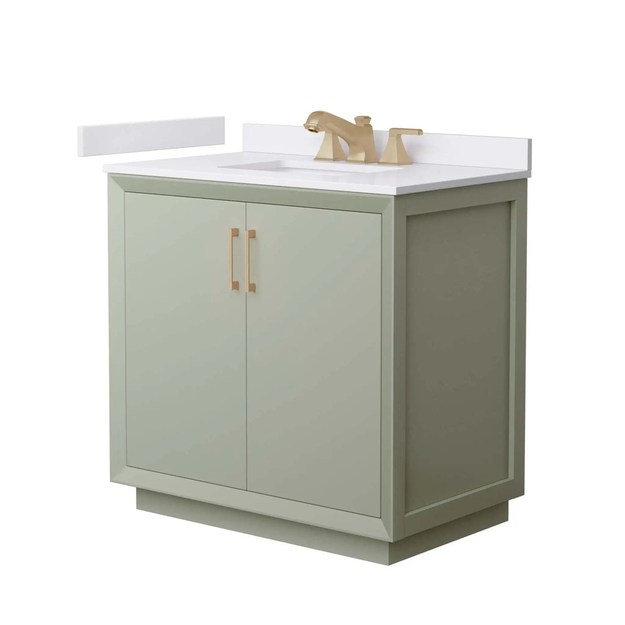 36" Strada Single Bathroom Vanity in Light Green with Satin Bronze Trim by Wyndham
