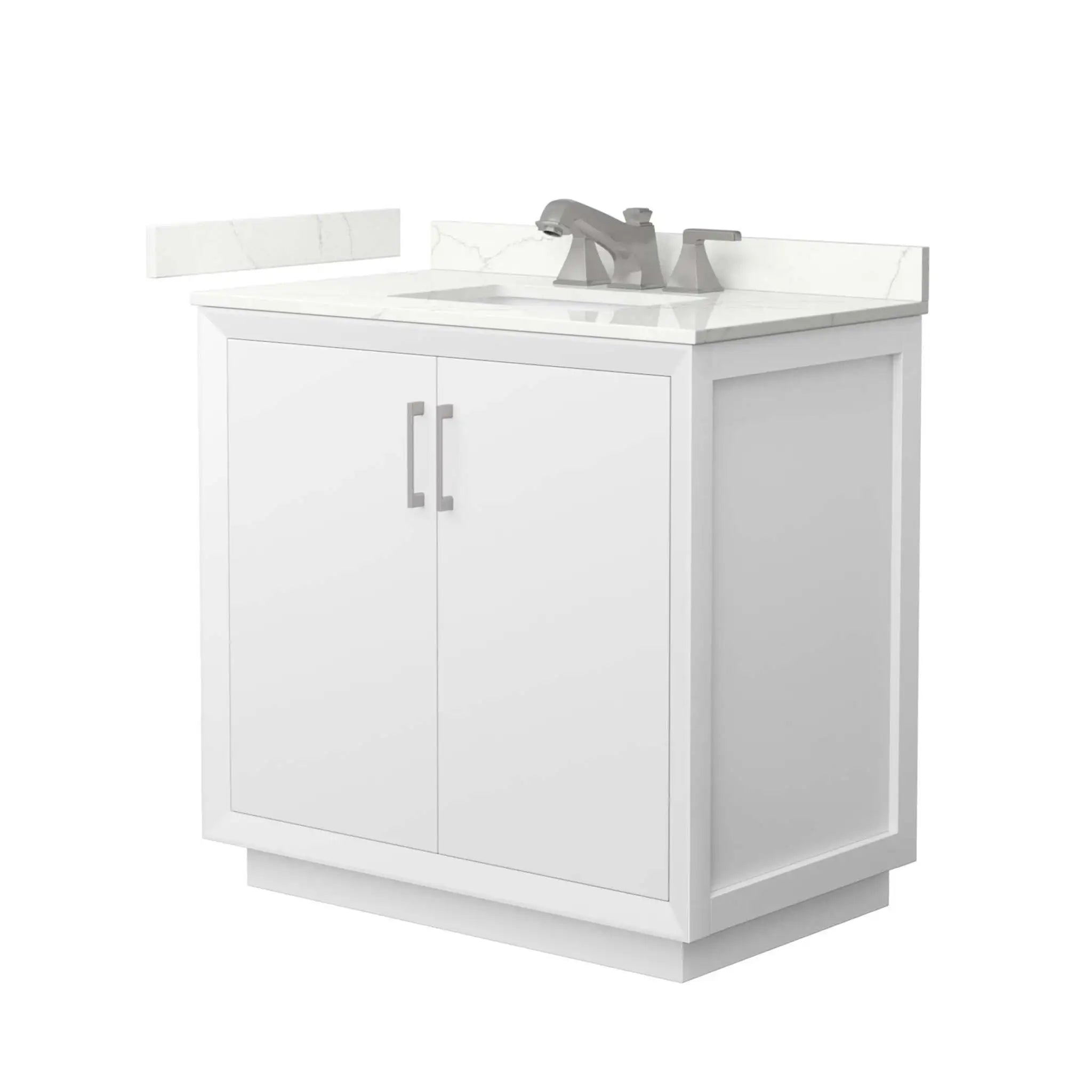 36" Strada Single Bathroom Vanity in White with Brushed Nickel Trim by Wyndham