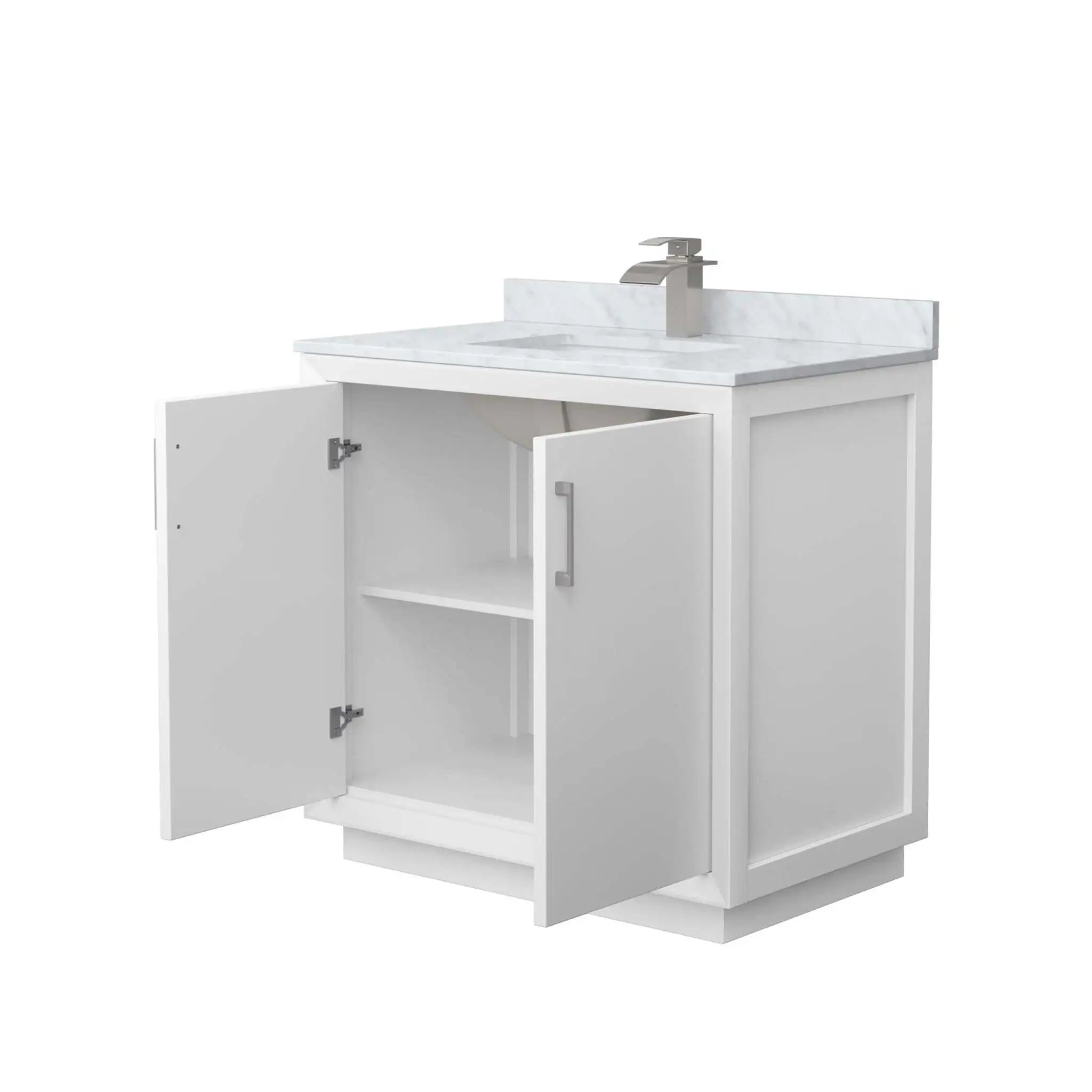 36" Strada Single Bathroom Vanity in White with Brushed Nickel Trim by Wyndham