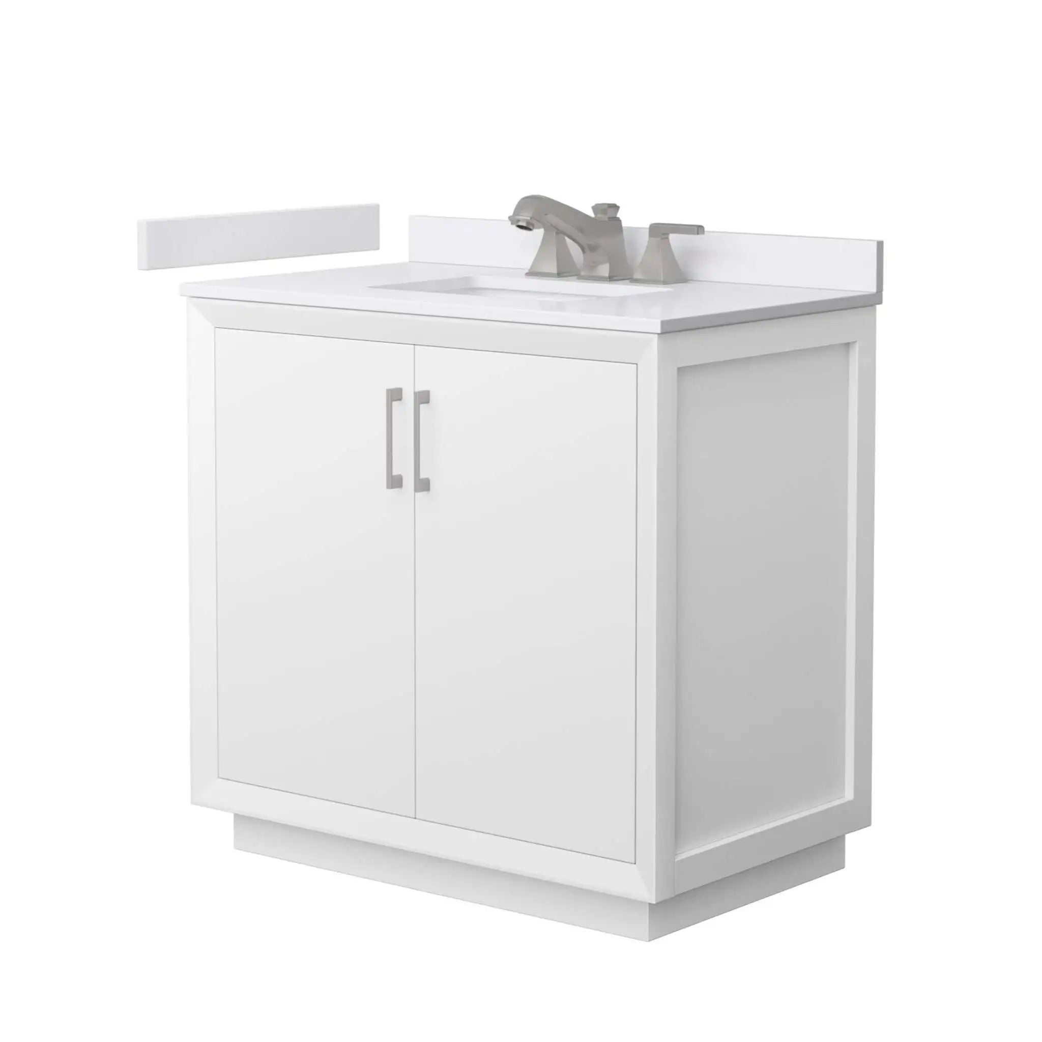 36" Strada Single Bathroom Vanity in White with Brushed Nickel Trim by Wyndham