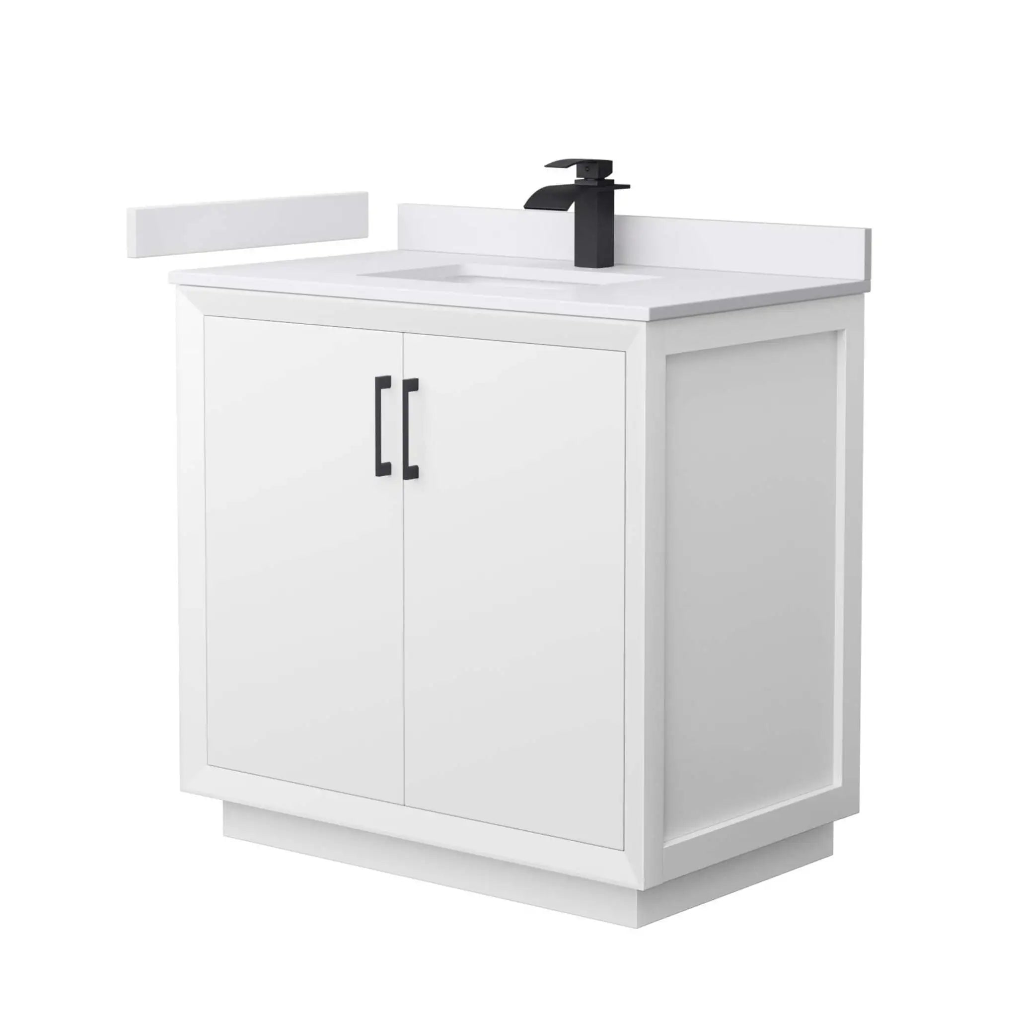 36" Strada Single Bathroom Vanity in White with Matte Black Trim by Wyndham