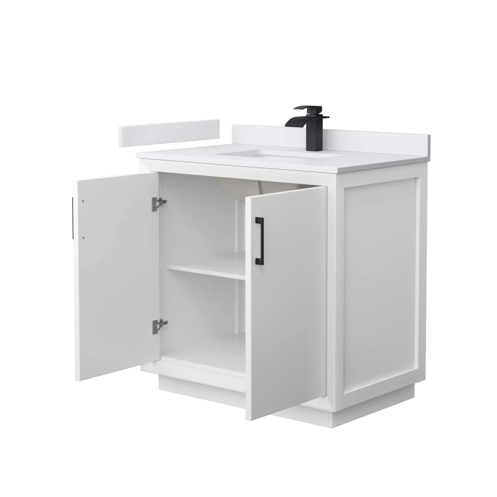 36" Strada Single Bathroom Vanity in White with Matte Black Trim by Wyndham