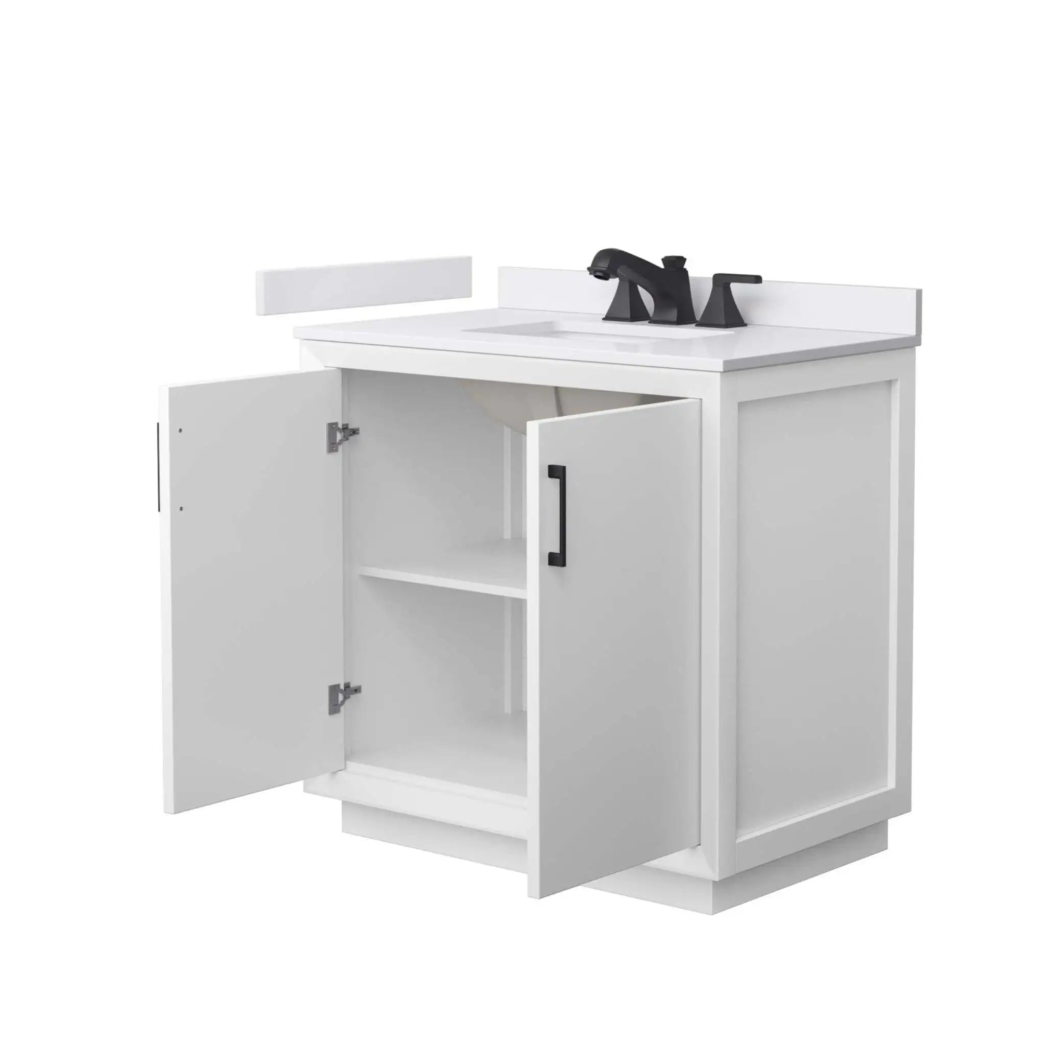 36" Strada Single Bathroom Vanity in White with Matte Black Trim by Wyndham