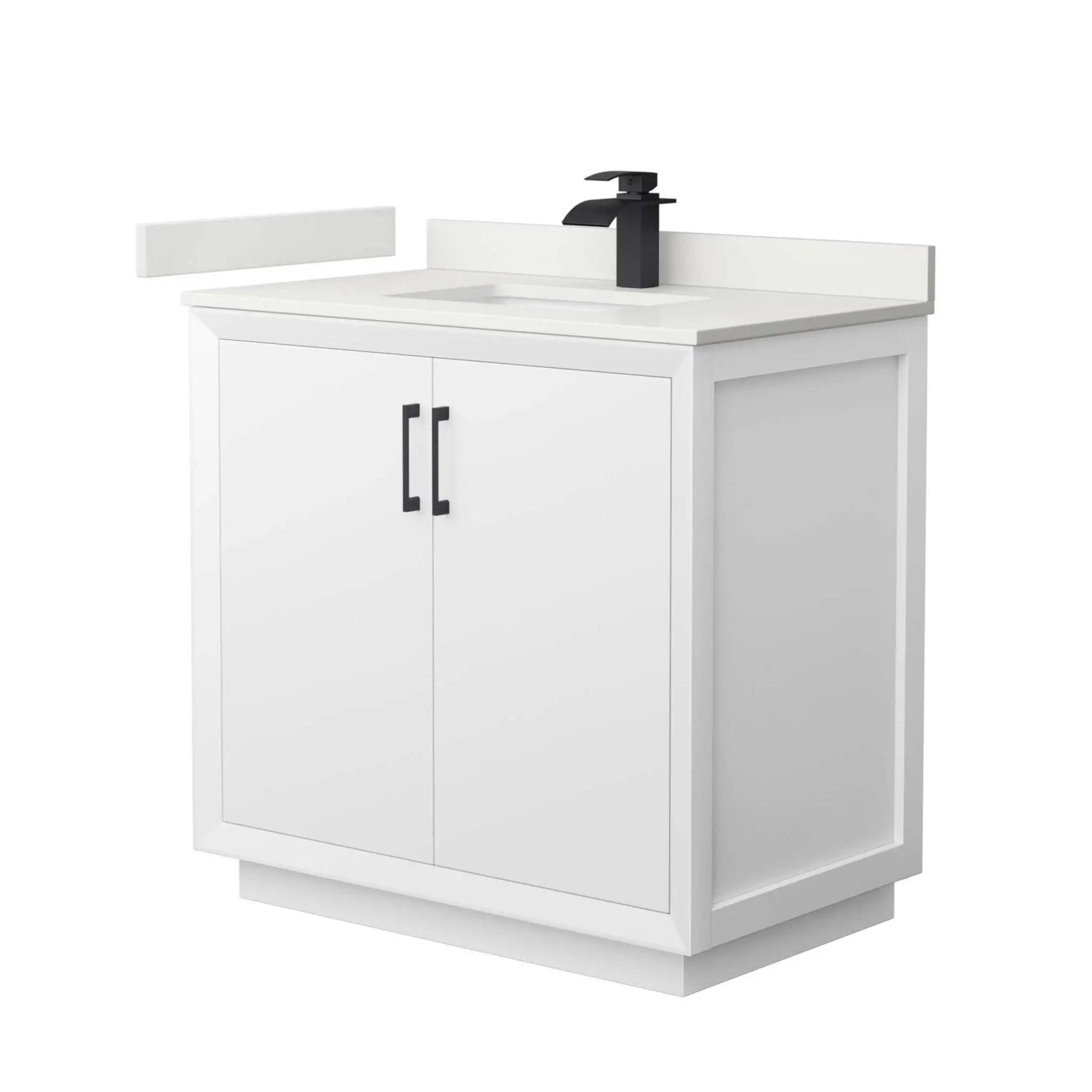 36" Strada Single Bathroom Vanity in White with Matte Black Trim by Wyndham