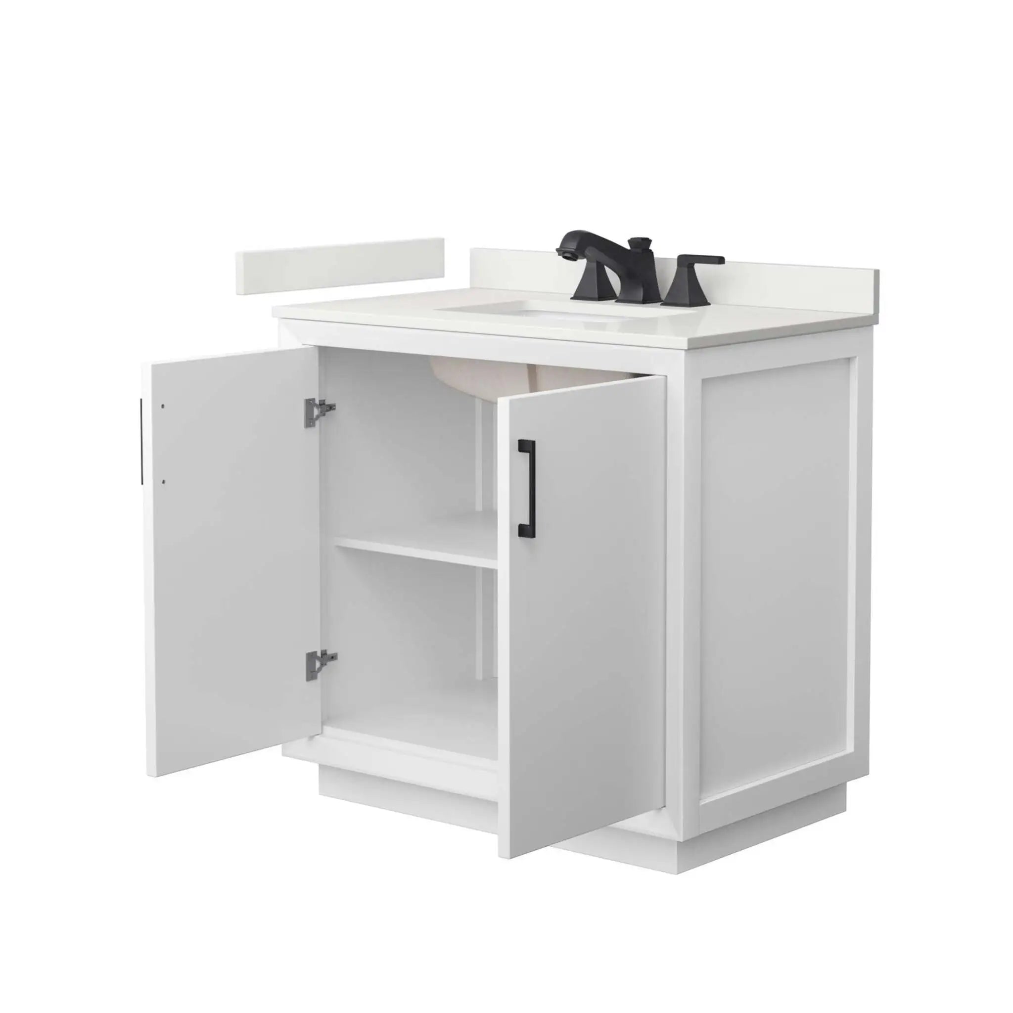 36" Strada Single Bathroom Vanity in White with Matte Black Trim by Wyndham