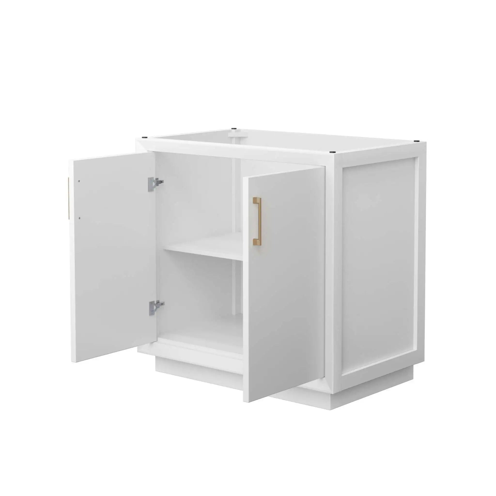36" Strada Single Bathroom Vanity in White with Satin Bronze Trim by Wyndham