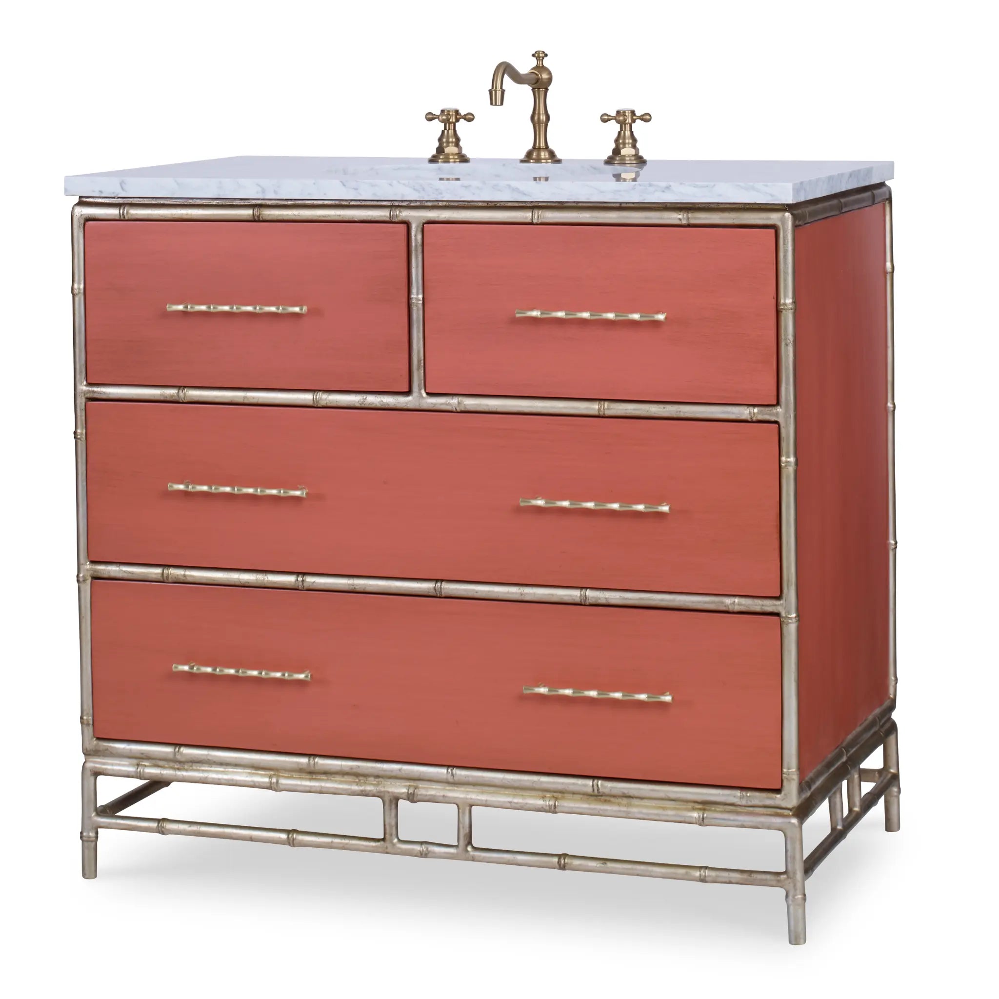 38" Chinoiserie Sink Chest - Antique Coral by Ambella Home image 1