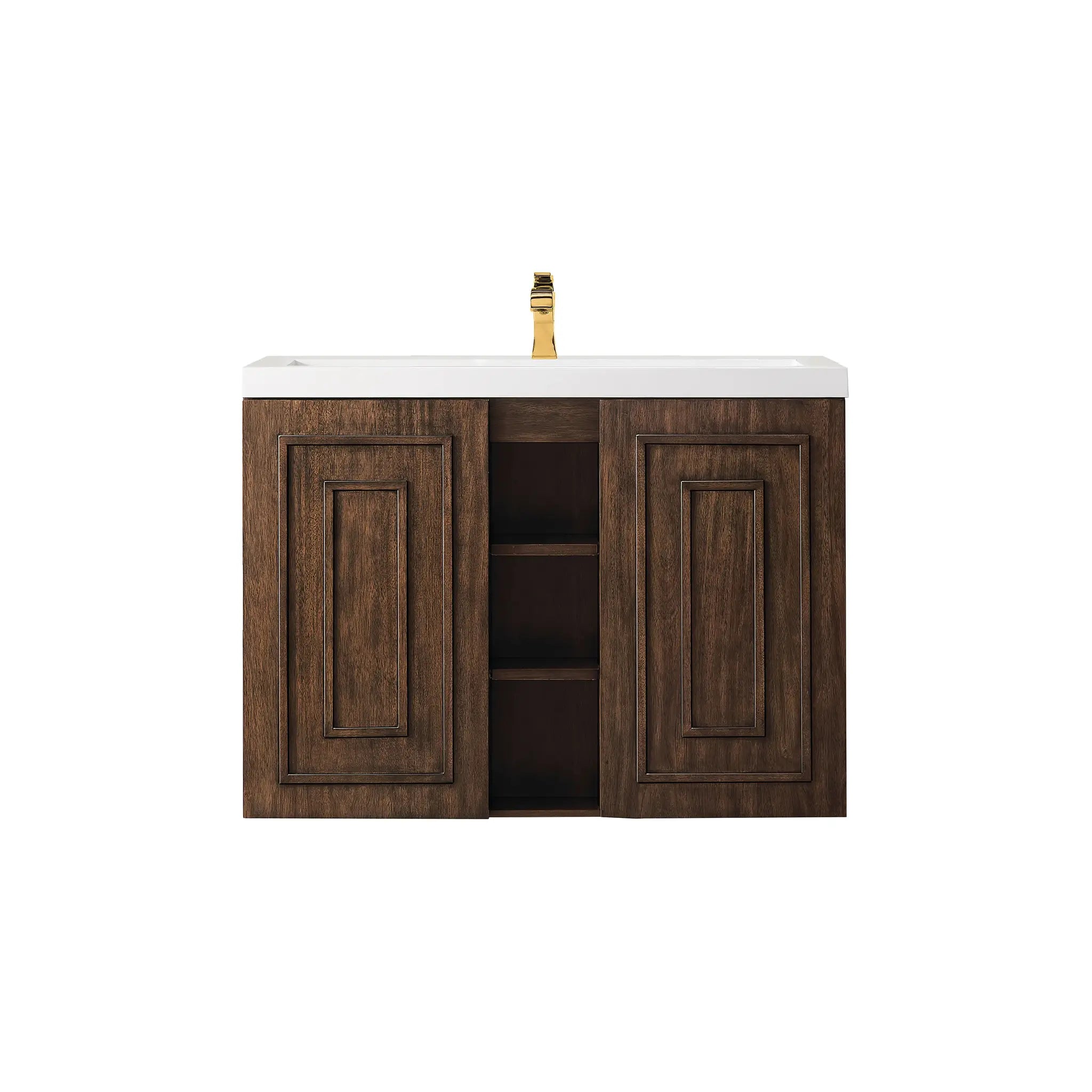 39.5" Alicante Single Vanity in Mid-Century Acacia-White Glossy image