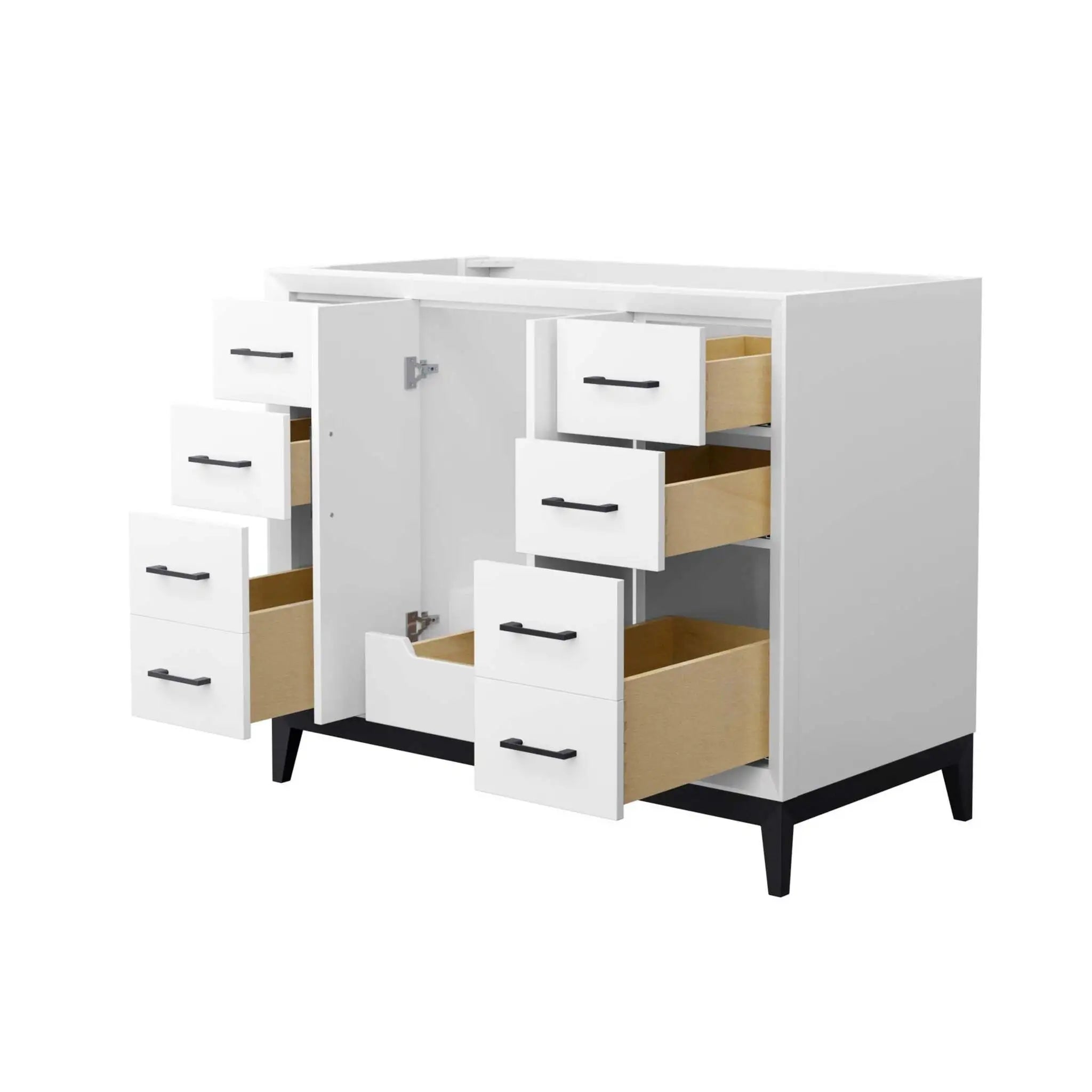 42" Amici Single Bathroom Vanity in White with Matte Black Trim by Wyndham