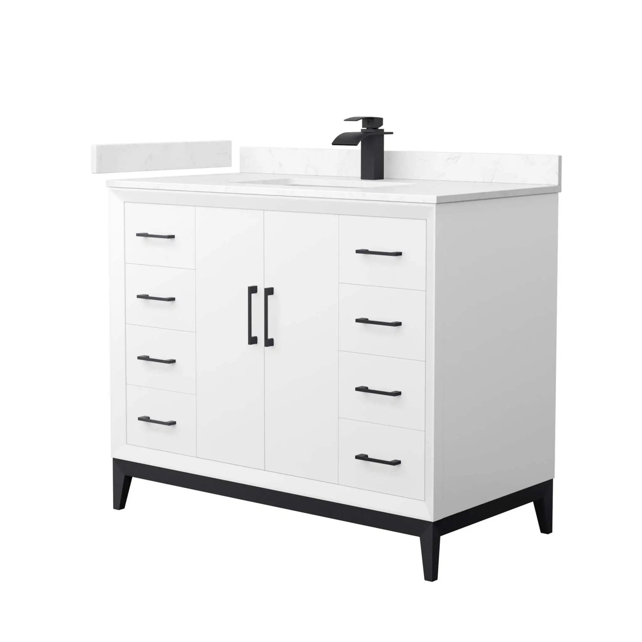 42" Amici Single Bathroom Vanity in White with Matte Black Trim by Wyndham
