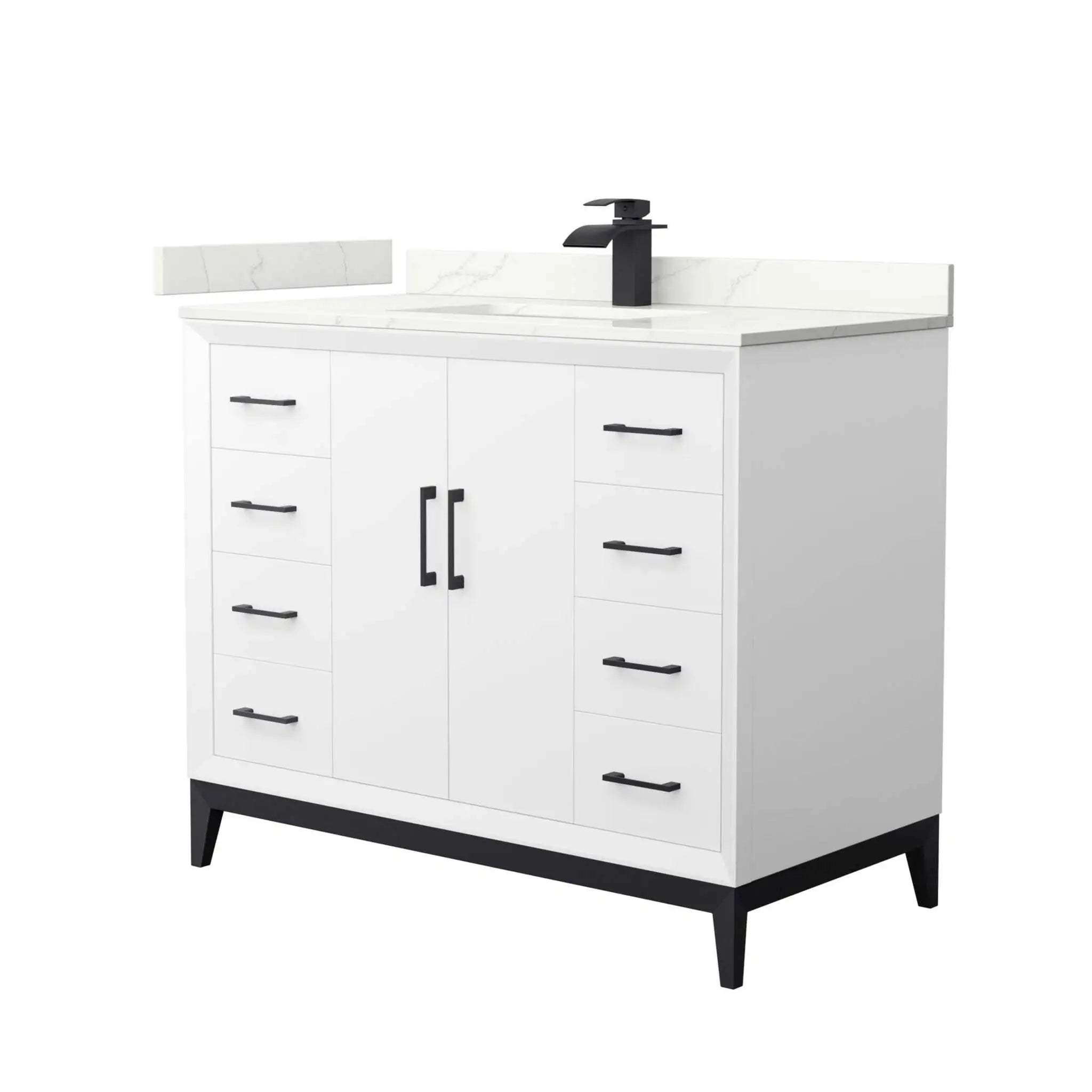 42" Amici Single Bathroom Vanity in White with Matte Black Trim by Wyndham