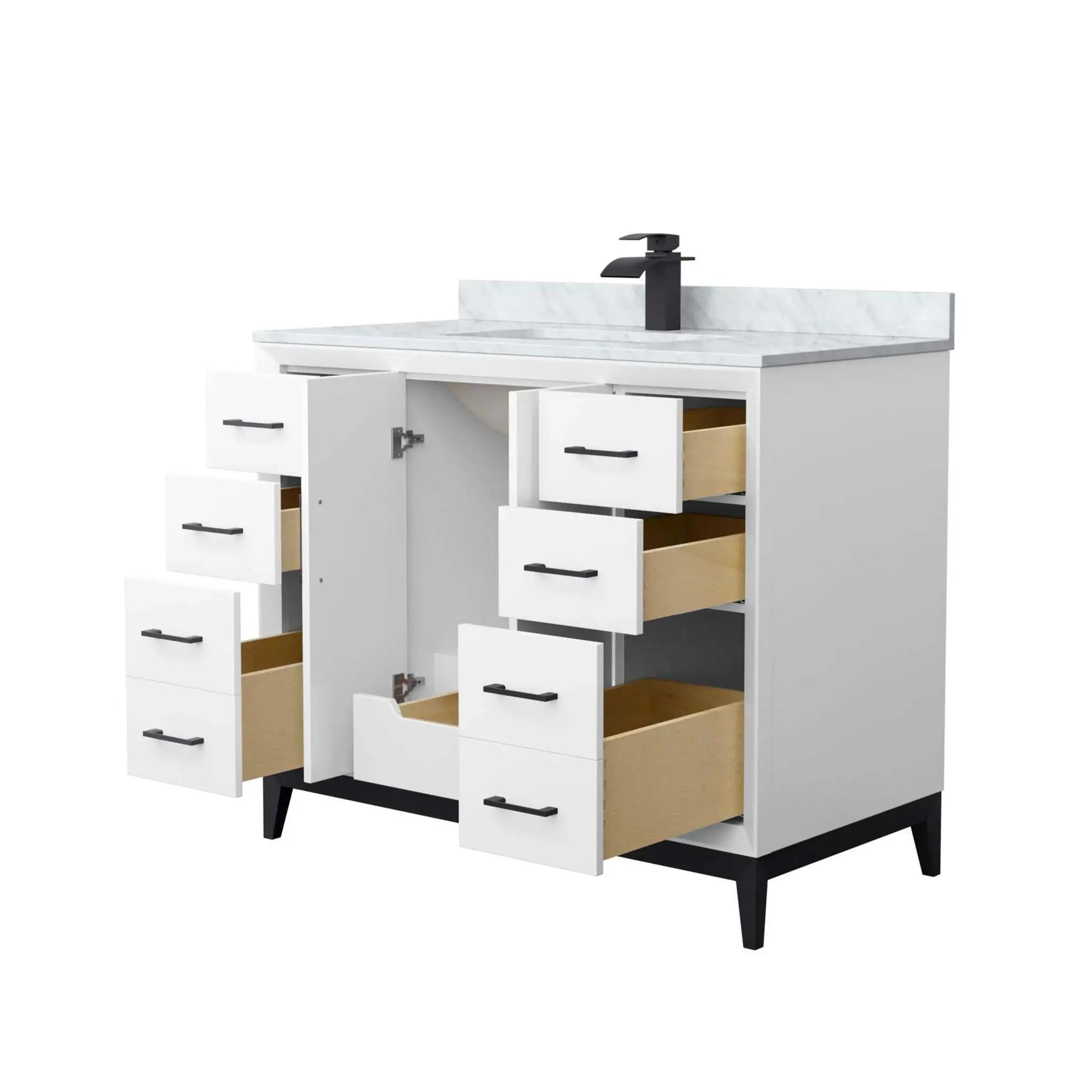 42" Amici Single Bathroom Vanity in White with Matte Black Trim by Wyndham