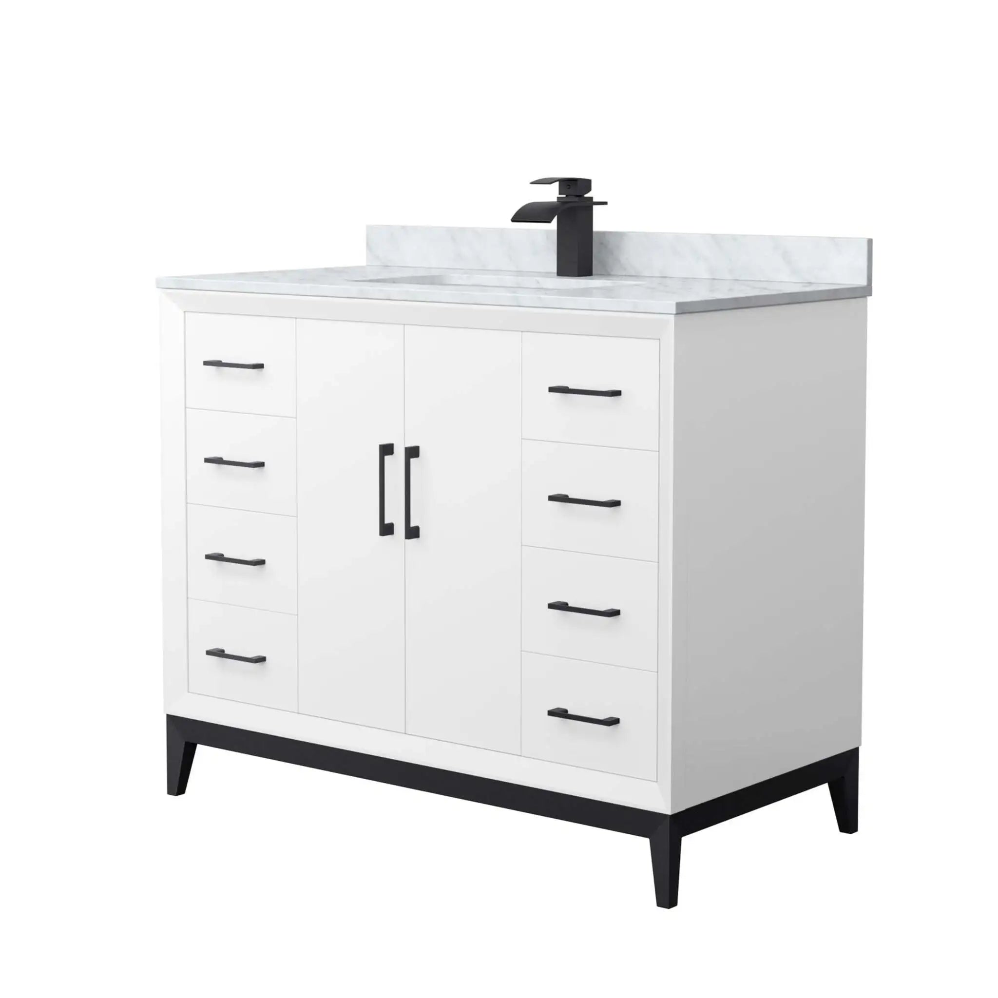 42" Amici Single Bathroom Vanity in White with Matte Black Trim by Wyndham