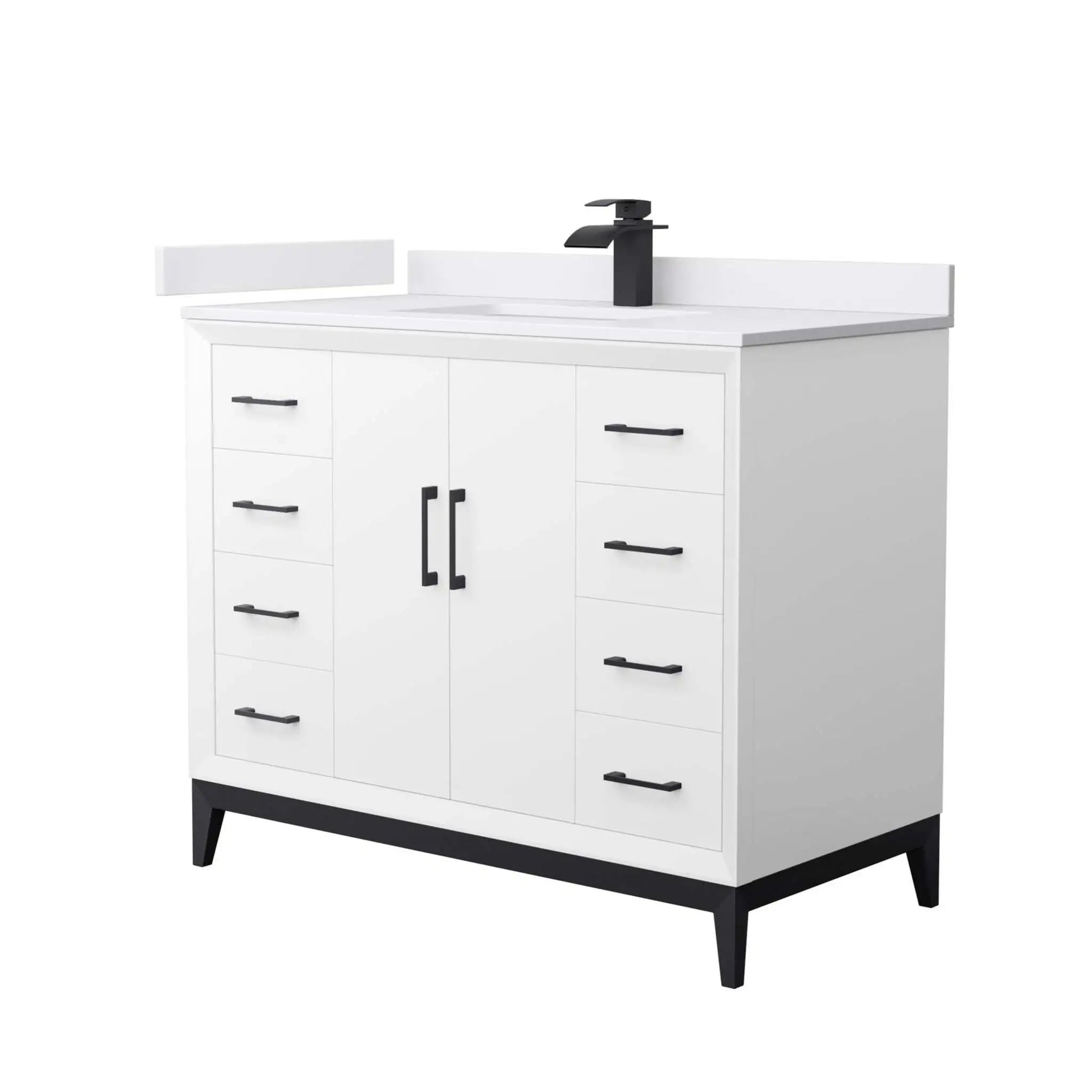 42" Amici Single Bathroom Vanity in White with Matte Black Trim by Wyndham