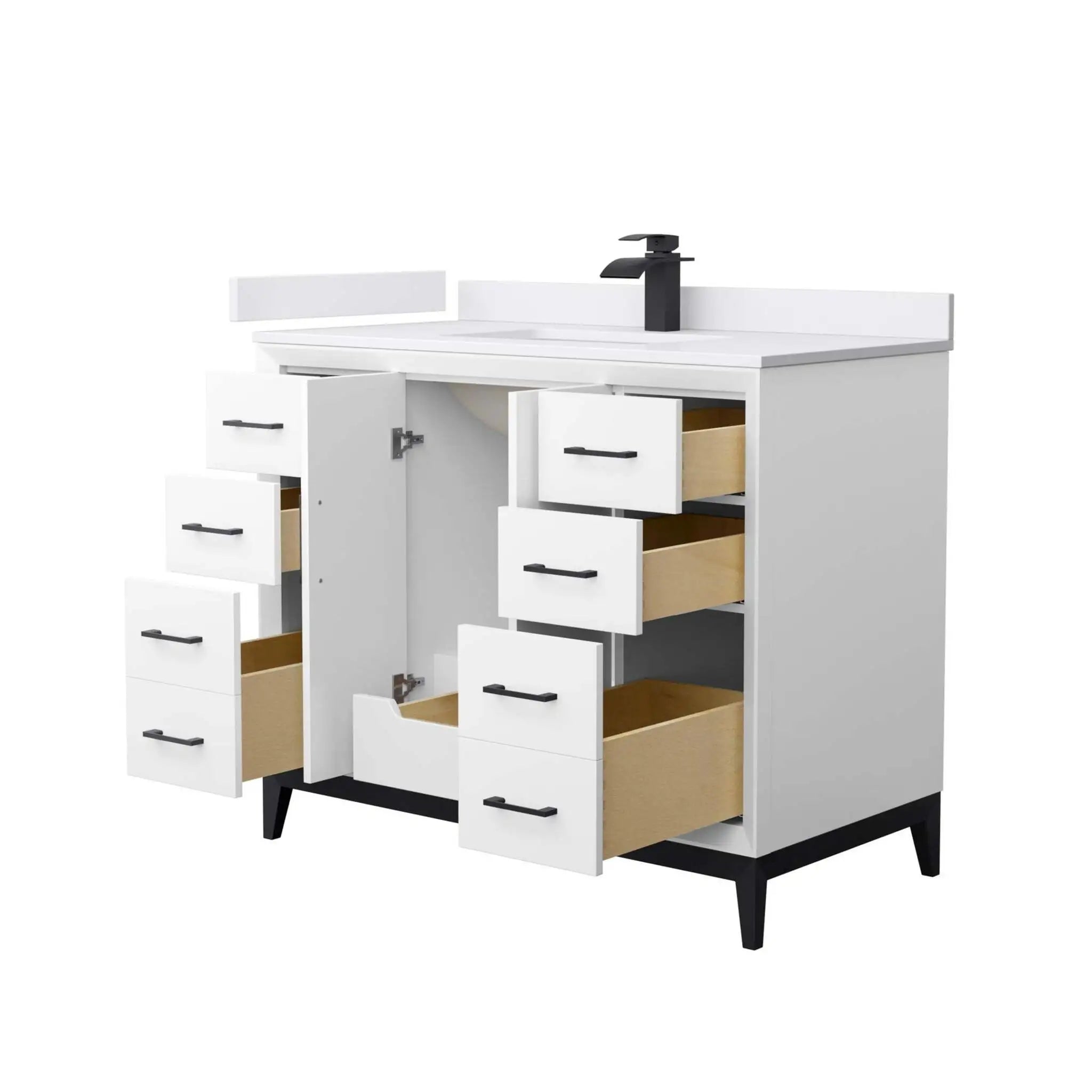 42" Amici Single Bathroom Vanity in White with Matte Black Trim by Wyndham