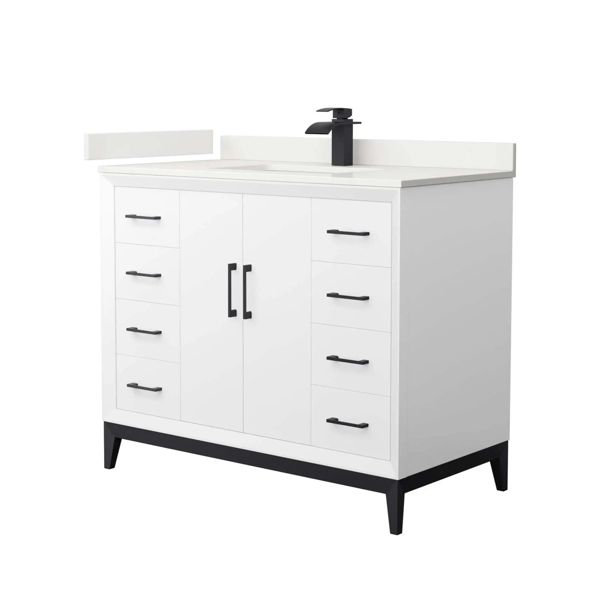42" Amici Single Bathroom Vanity in White with Matte Black Trim by Wyndham