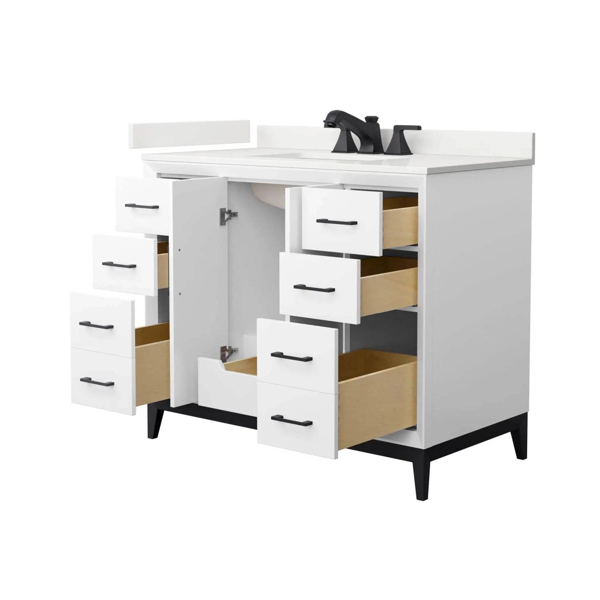 42" Amici Single Bathroom Vanity in White with Matte Black Trim by Wyndham