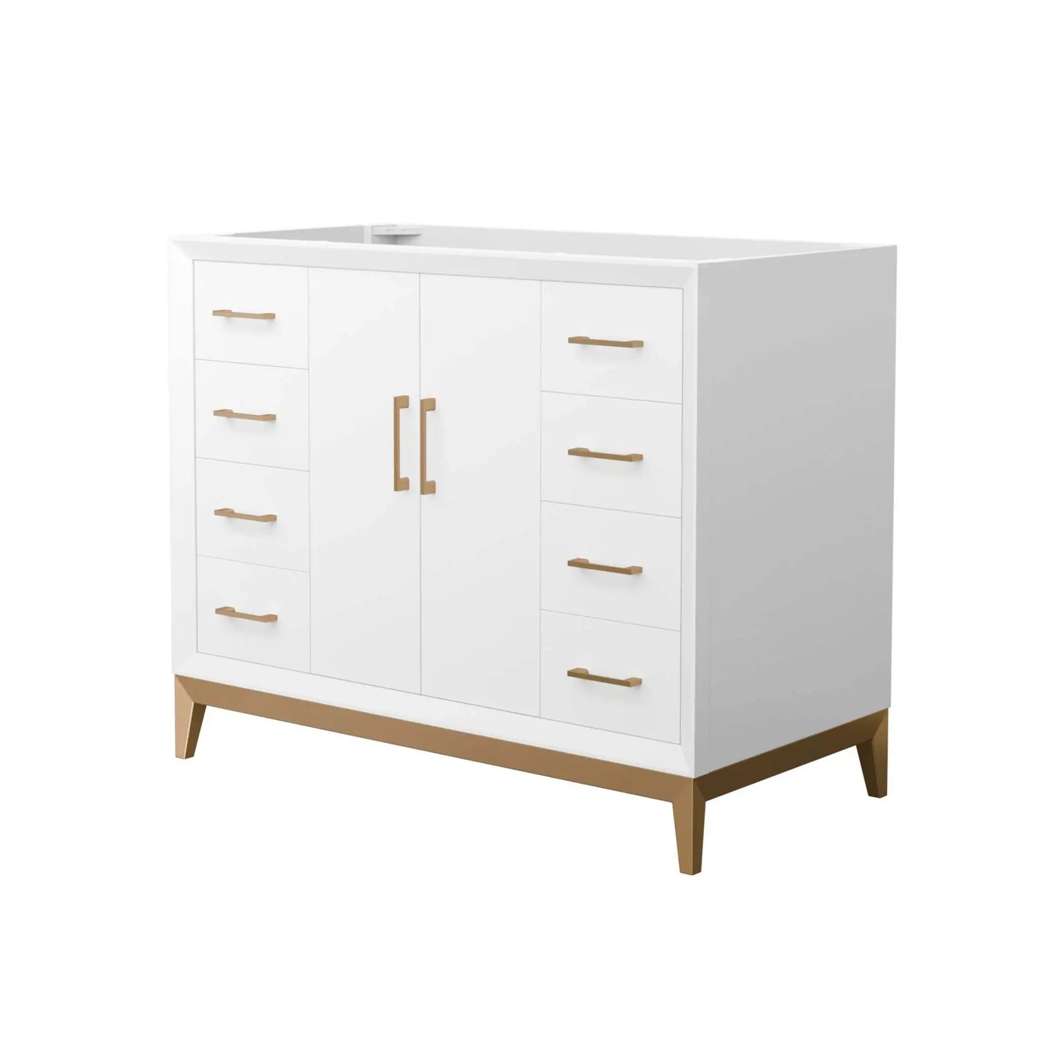 42" Amici Single Bathroom Vanity in White with Satin Bronze Trim by Wyndham