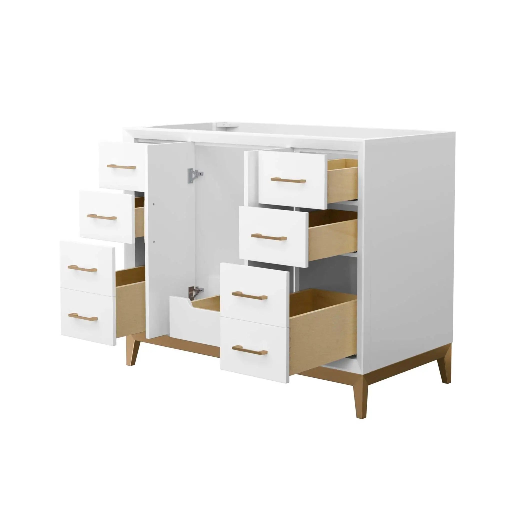 42" Amici Single Bathroom Vanity in White with Satin Bronze Trim by Wyndham