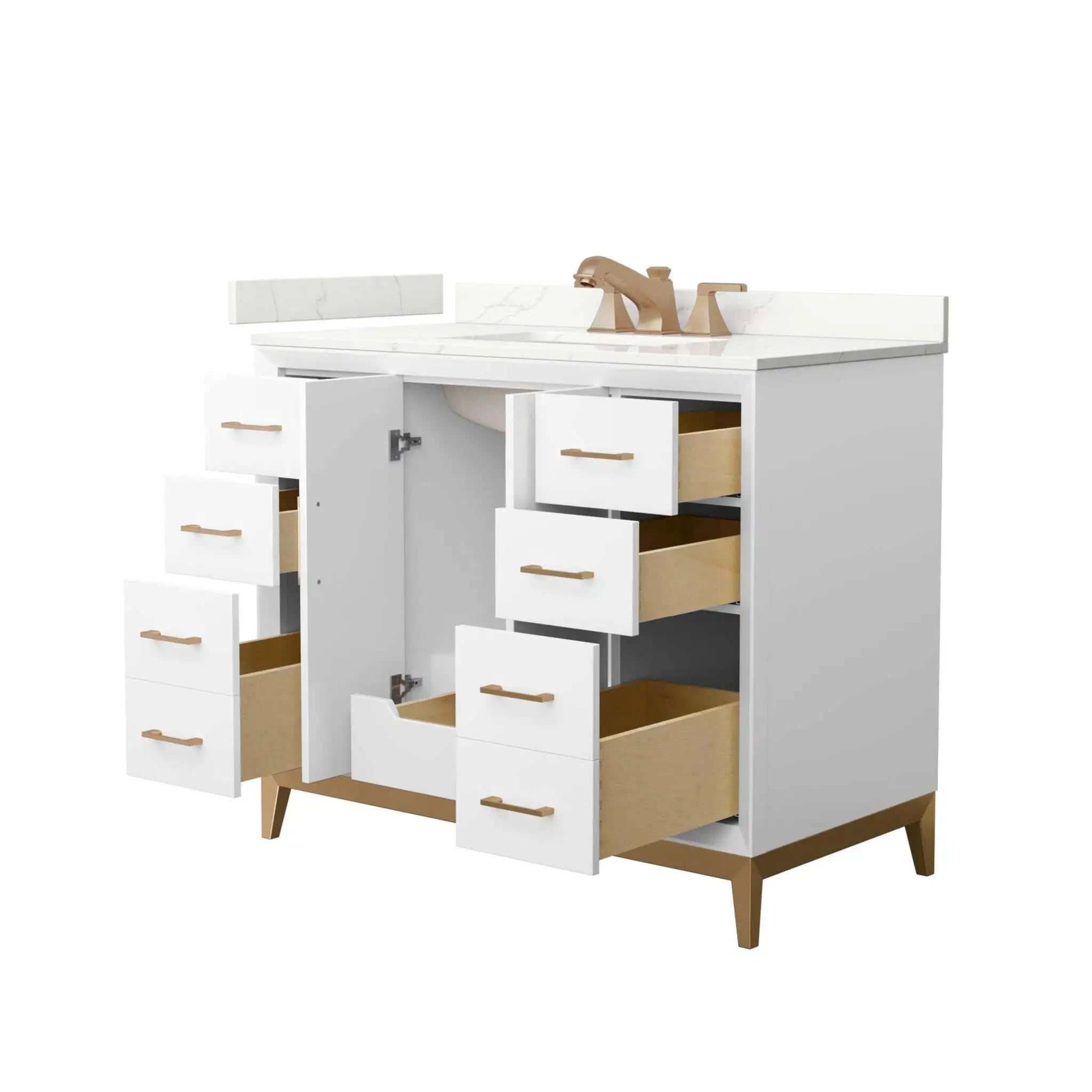 42" Amici Single Bathroom Vanity in White with Satin Bronze Trim by Wyndham
