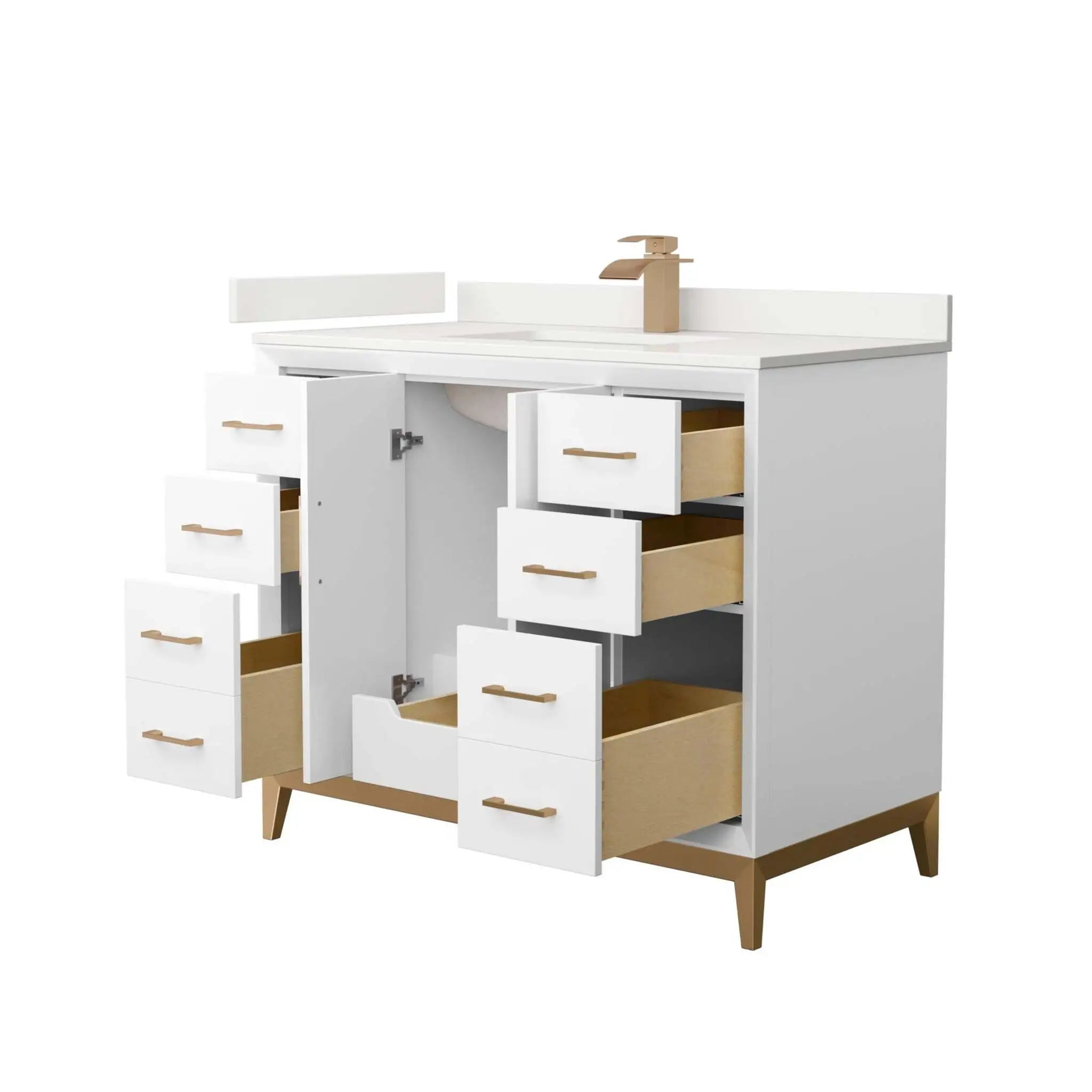 42" Amici Single Bathroom Vanity in White with Satin Bronze Trim by Wyndham