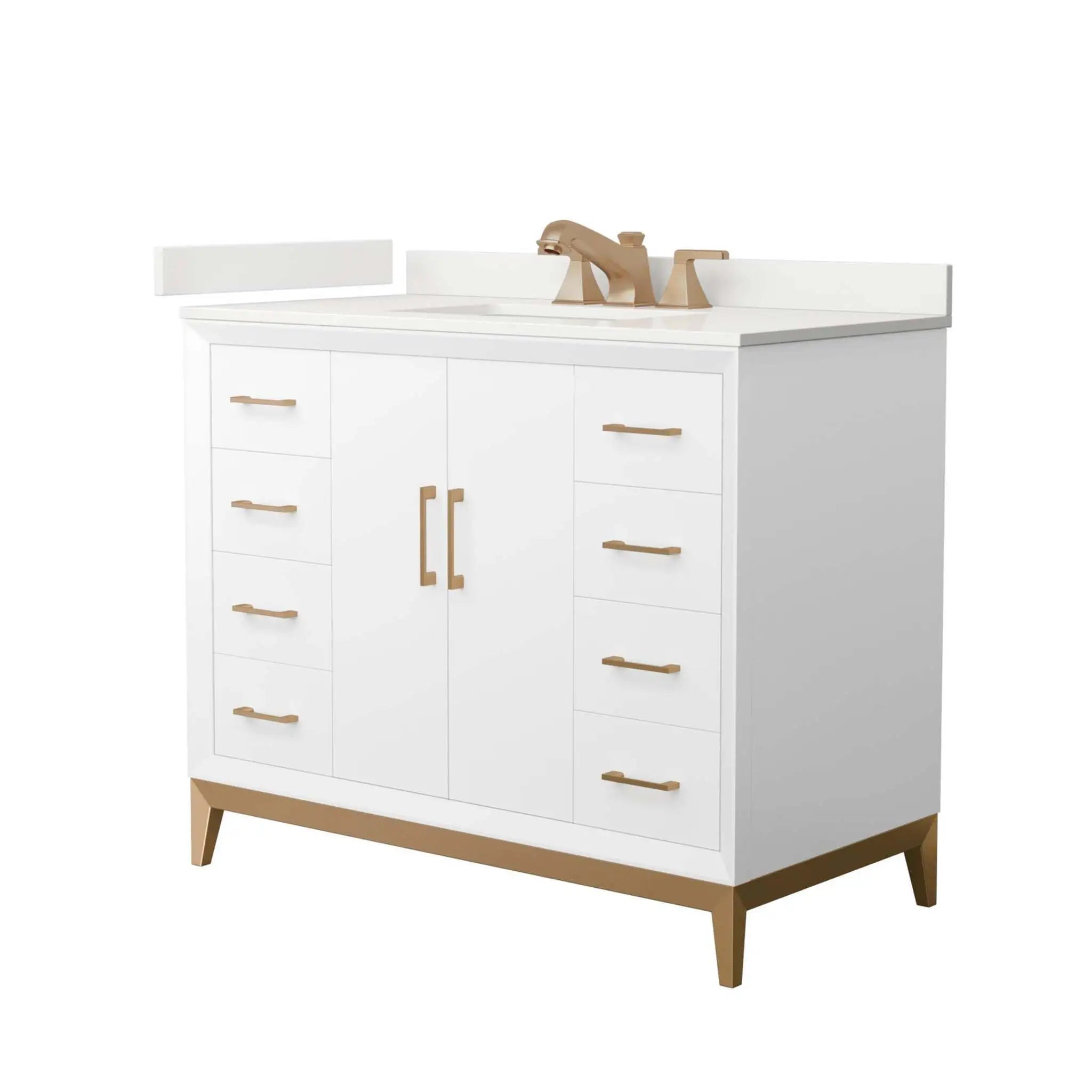 42" Amici Single Bathroom Vanity in White with Satin Bronze Trim by Wyndham