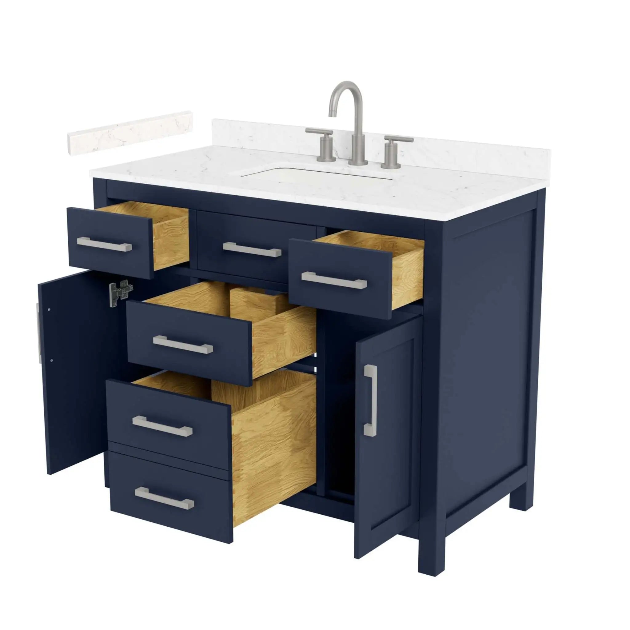 42" Beckett Single Bathroom Vanity in Dark Blue with Brushed Nickel Trim by Wyndham