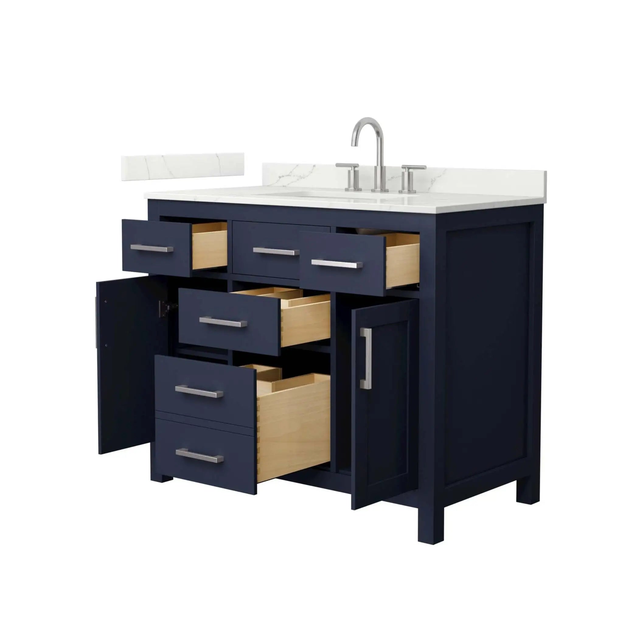 42" Beckett Single Bathroom Vanity in Dark Blue with Brushed Nickel Trim by Wyndham