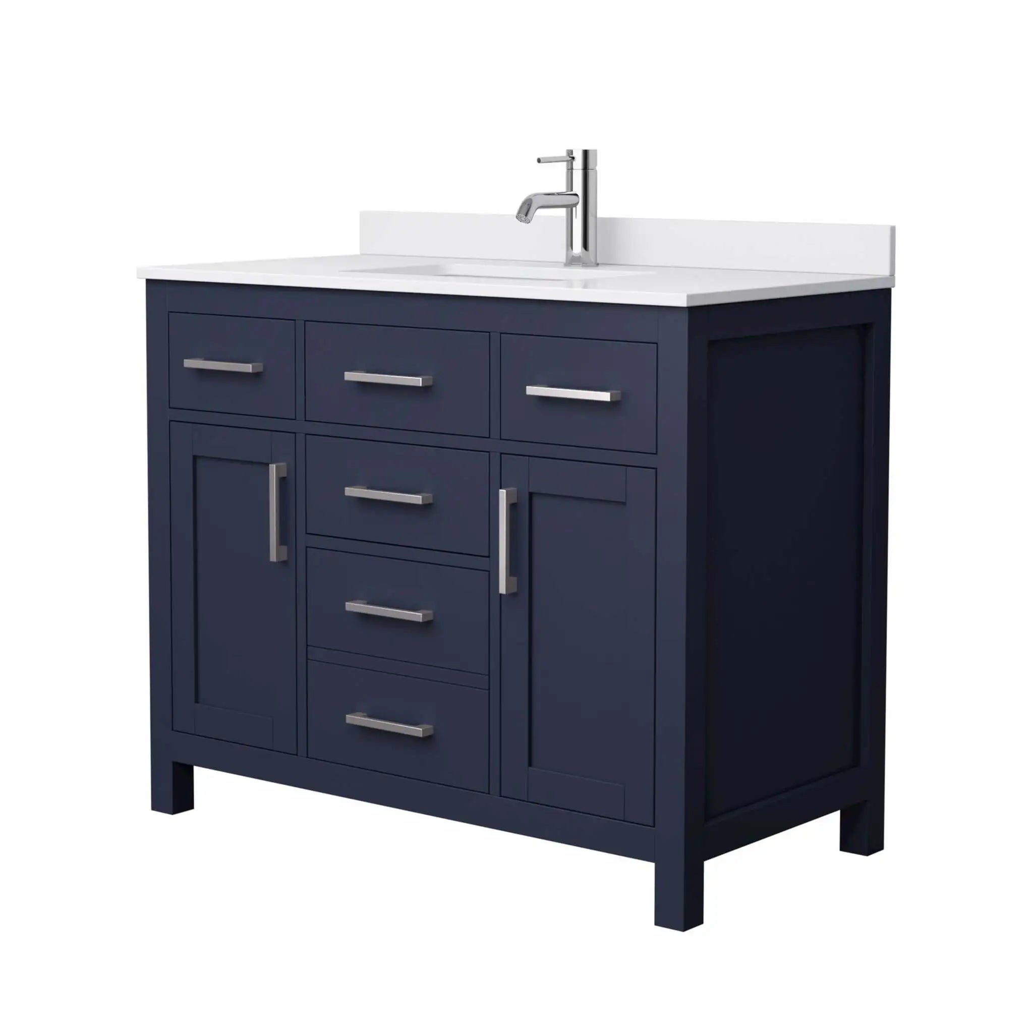 42" Beckett Single Bathroom Vanity in Dark Blue with Brushed Nickel Trim by Wyndham