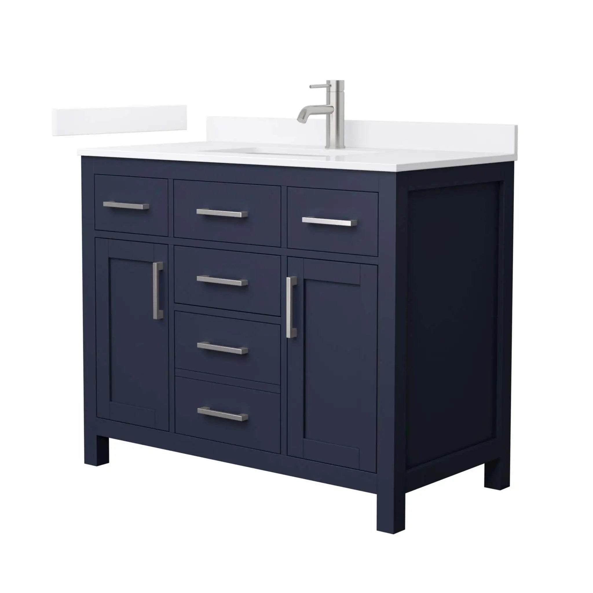 42" Beckett Single Bathroom Vanity in Dark Blue with Brushed Nickel Trim by Wyndham