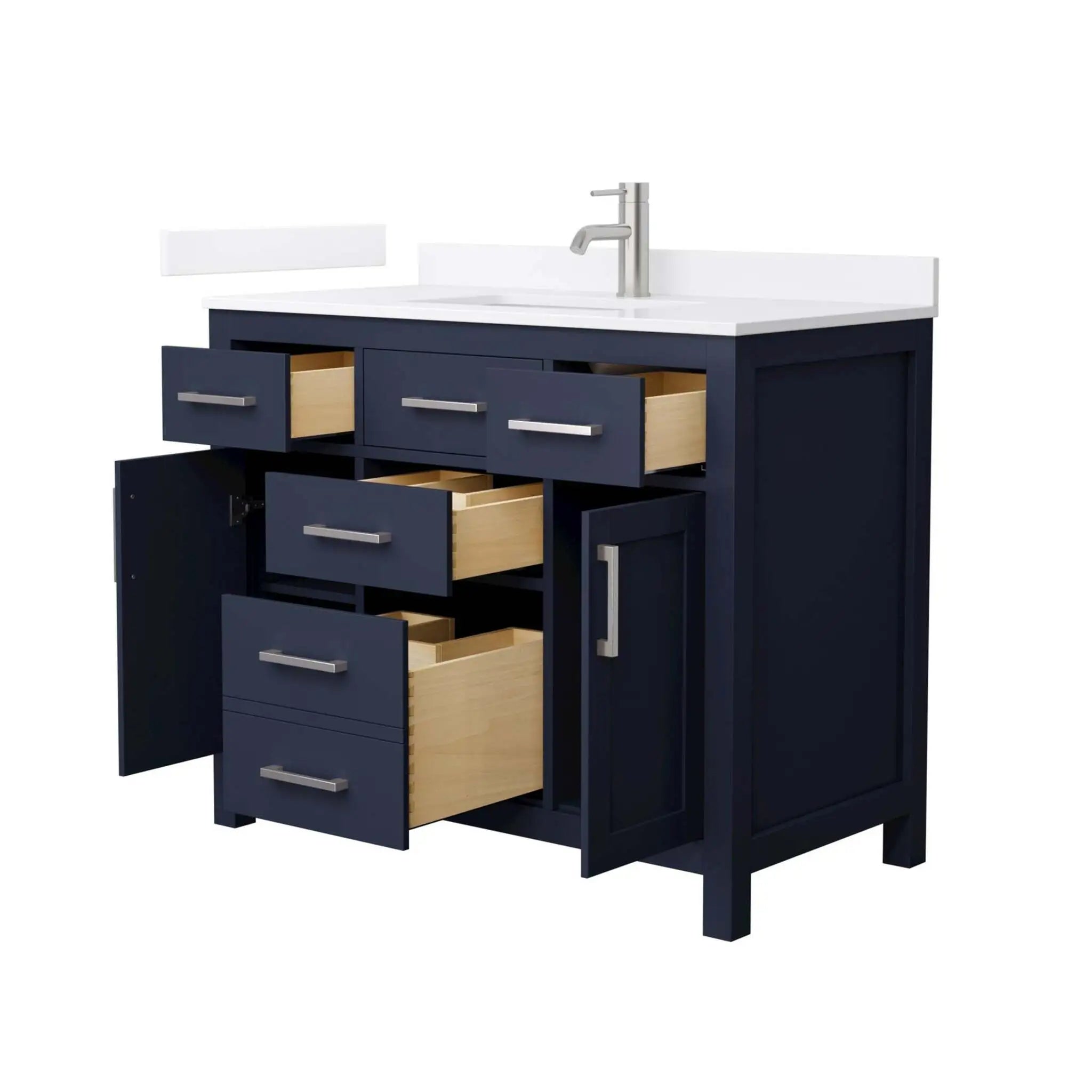 42" Beckett Single Bathroom Vanity in Dark Blue with Brushed Nickel Trim by Wyndham