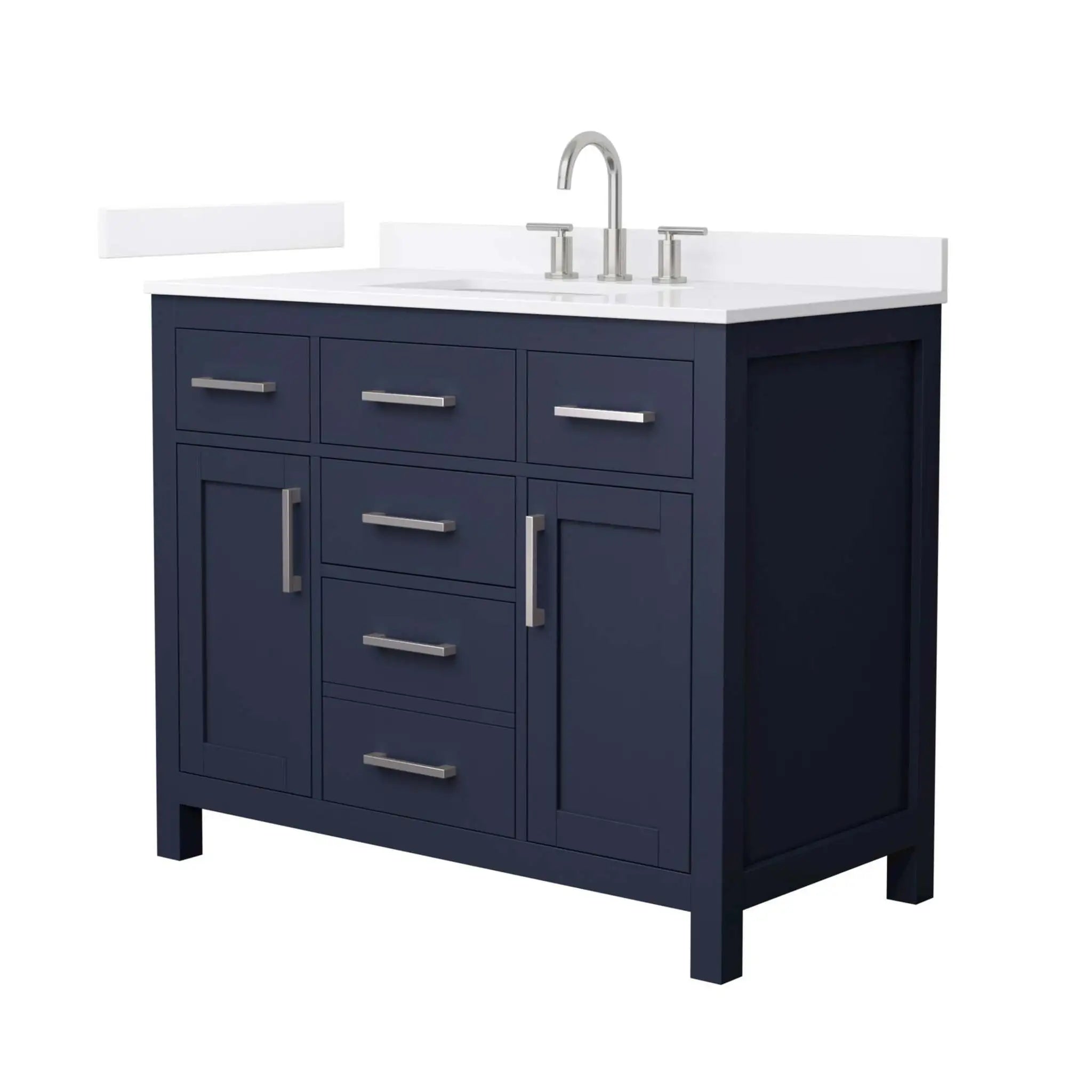 42" Beckett Single Bathroom Vanity in Dark Blue with Brushed Nickel Trim by Wyndham