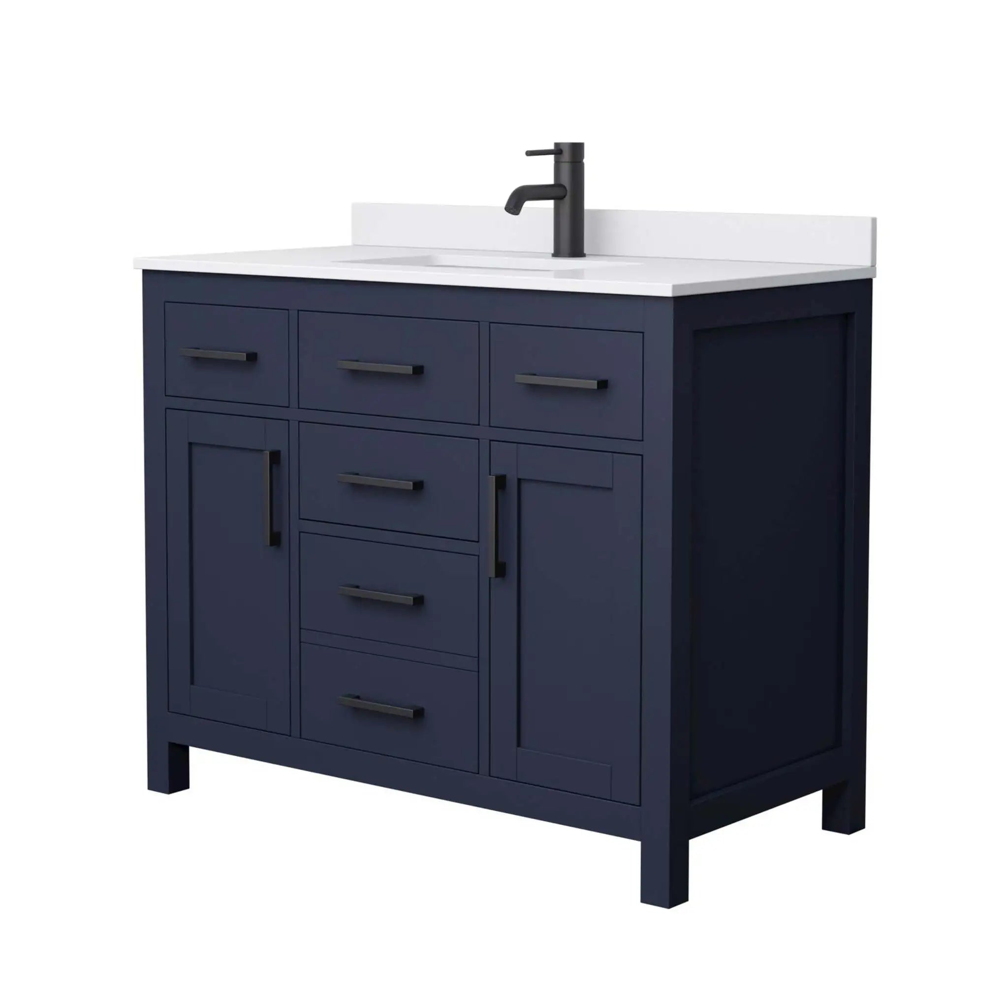 42" Beckett Single Bathroom Vanity in Dark Blue with Matte Black Trim by Wyndham