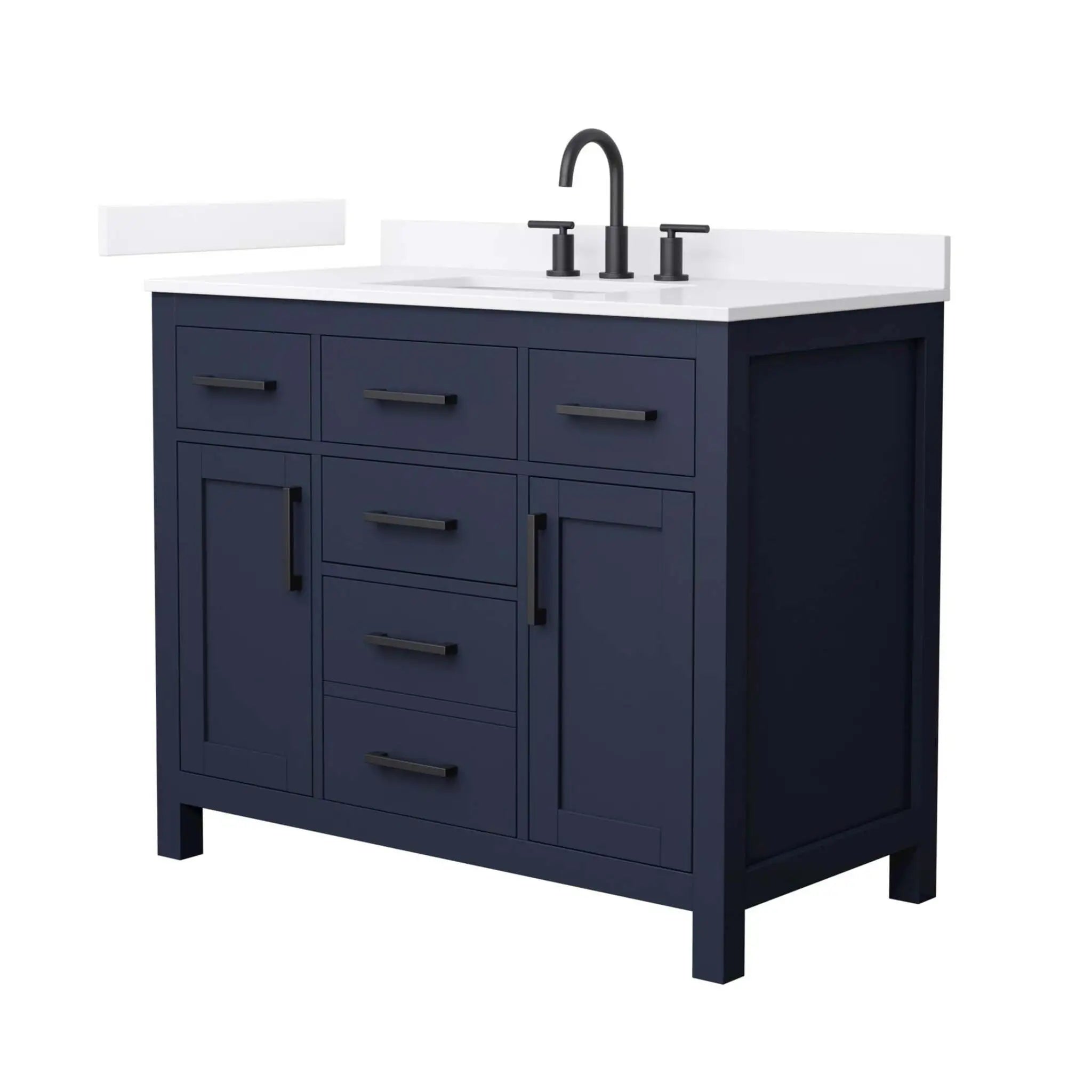 42" Beckett Single Bathroom Vanity in Dark Blue with Matte Black Trim by Wyndham