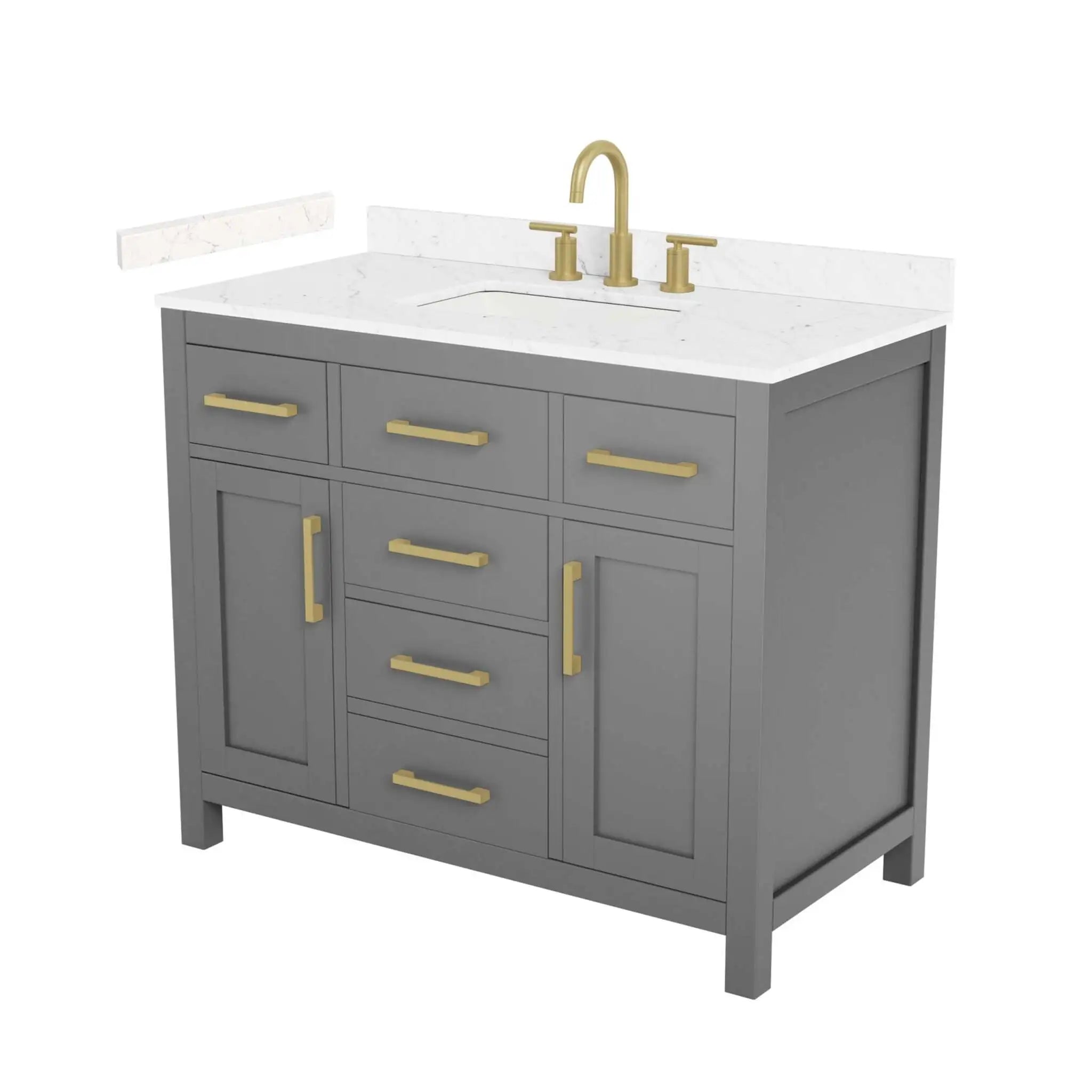 42" Beckett Single Bathroom Vanity in Dark Gray with Brushed Gold Trim by Wyndham