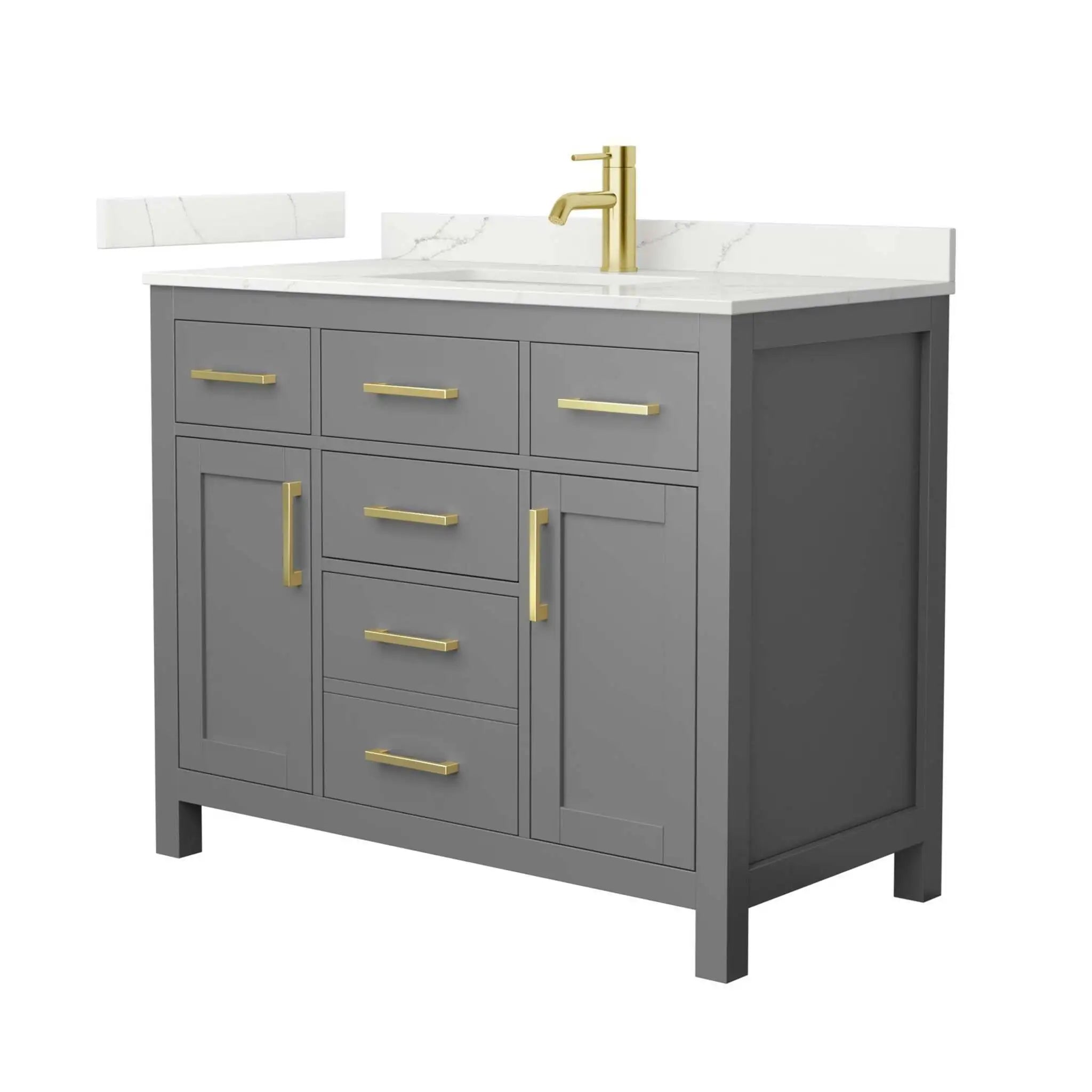 42" Beckett Single Bathroom Vanity in Dark Gray with Brushed Gold Trim by Wyndham