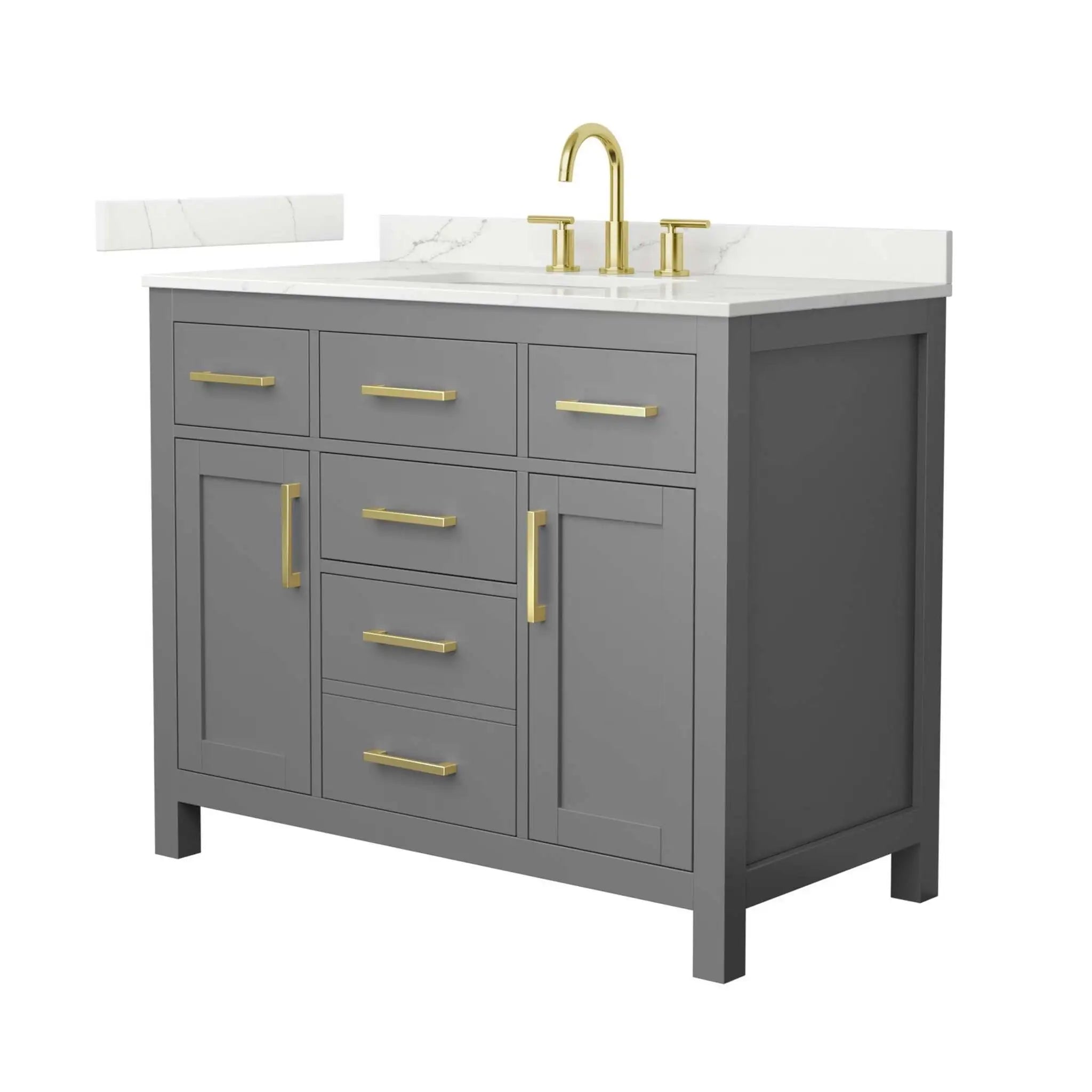 42" Beckett Single Bathroom Vanity in Dark Gray with Brushed Gold Trim by Wyndham