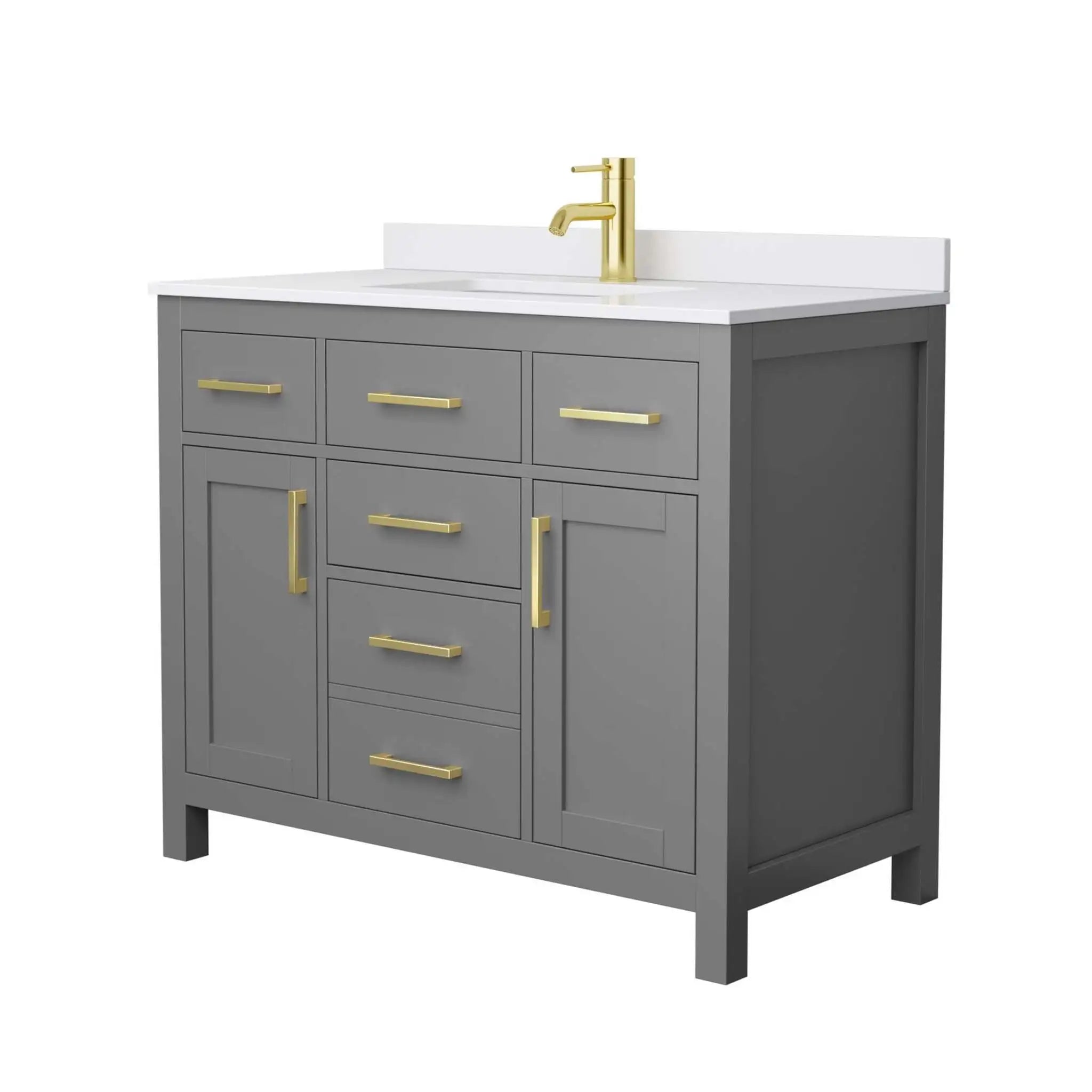 42" Beckett Single Bathroom Vanity in Dark Gray with Brushed Gold Trim by Wyndham