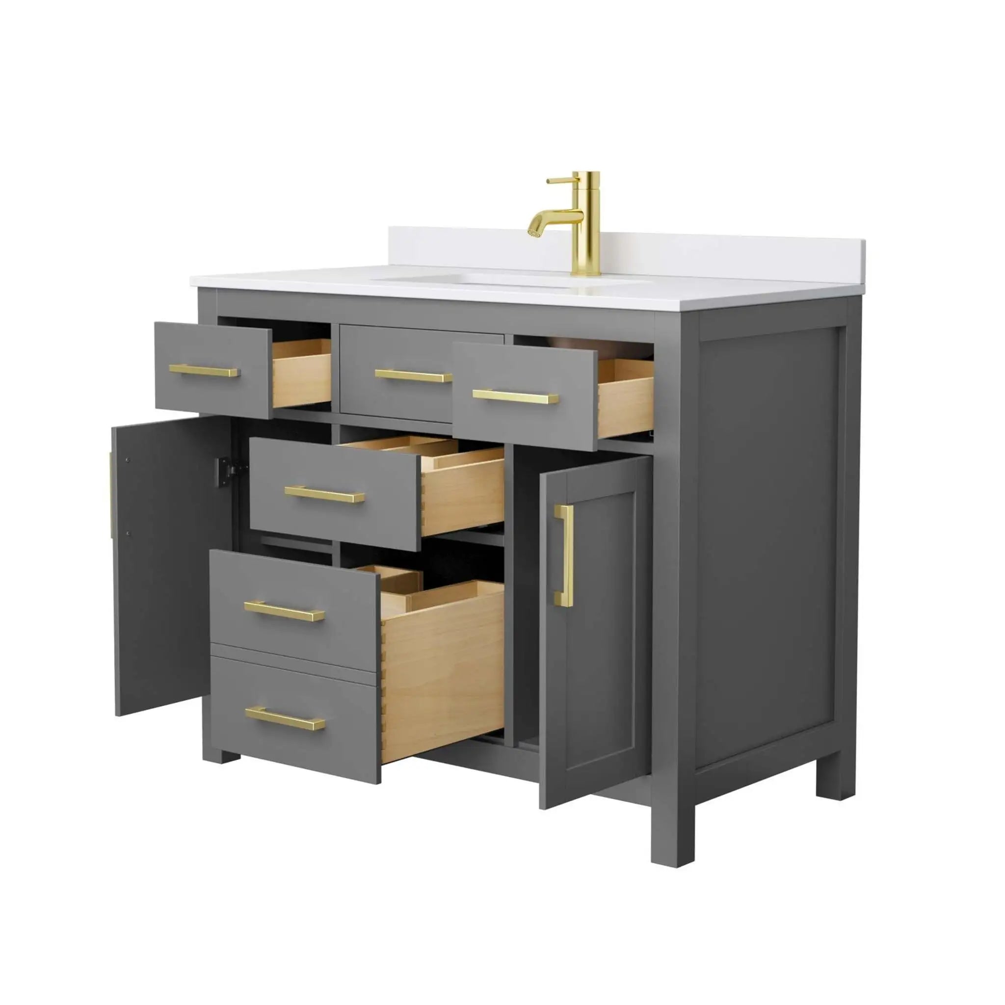 42" Beckett Single Bathroom Vanity in Dark Gray with Brushed Gold Trim by Wyndham