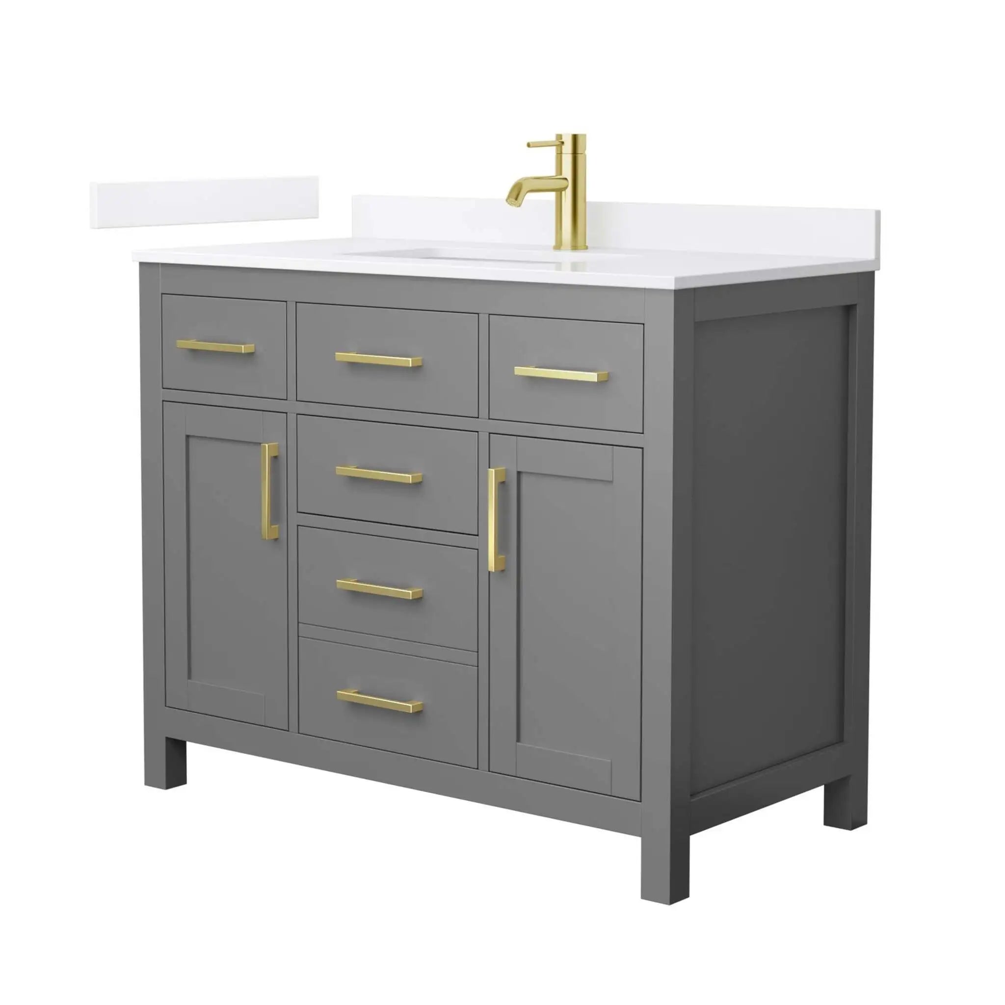 42" Beckett Single Bathroom Vanity in Dark Gray with Brushed Gold Trim by Wyndham