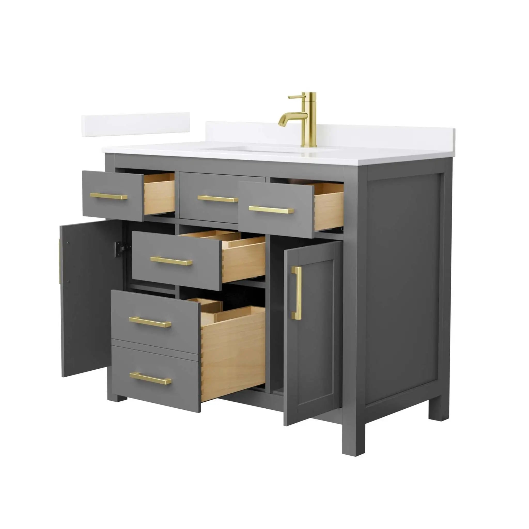 42" Beckett Single Bathroom Vanity in Dark Gray with Brushed Gold Trim by Wyndham