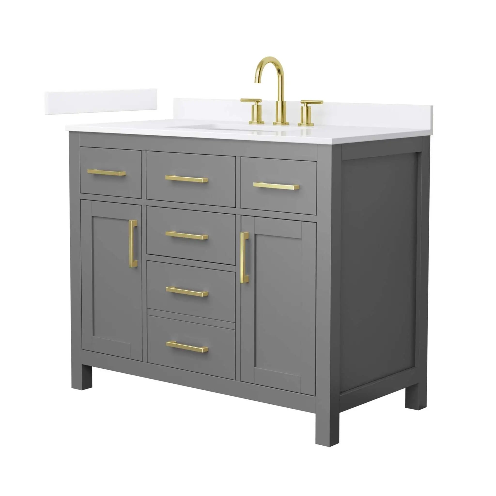 42" Beckett Single Bathroom Vanity in Dark Gray with Brushed Gold Trim by Wyndham