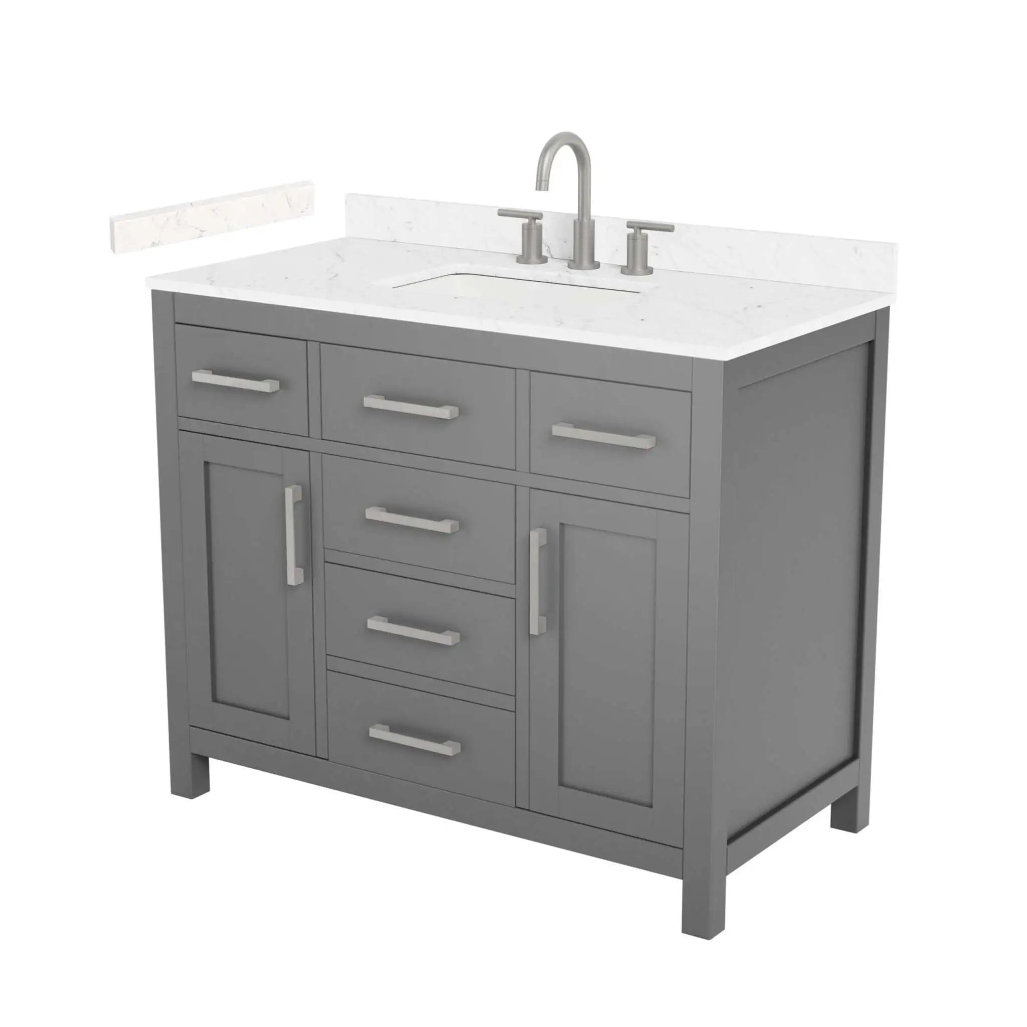 42" Beckett Single Bathroom Vanity in Dark Gray with Brushed Nickel Trim by Wyndham