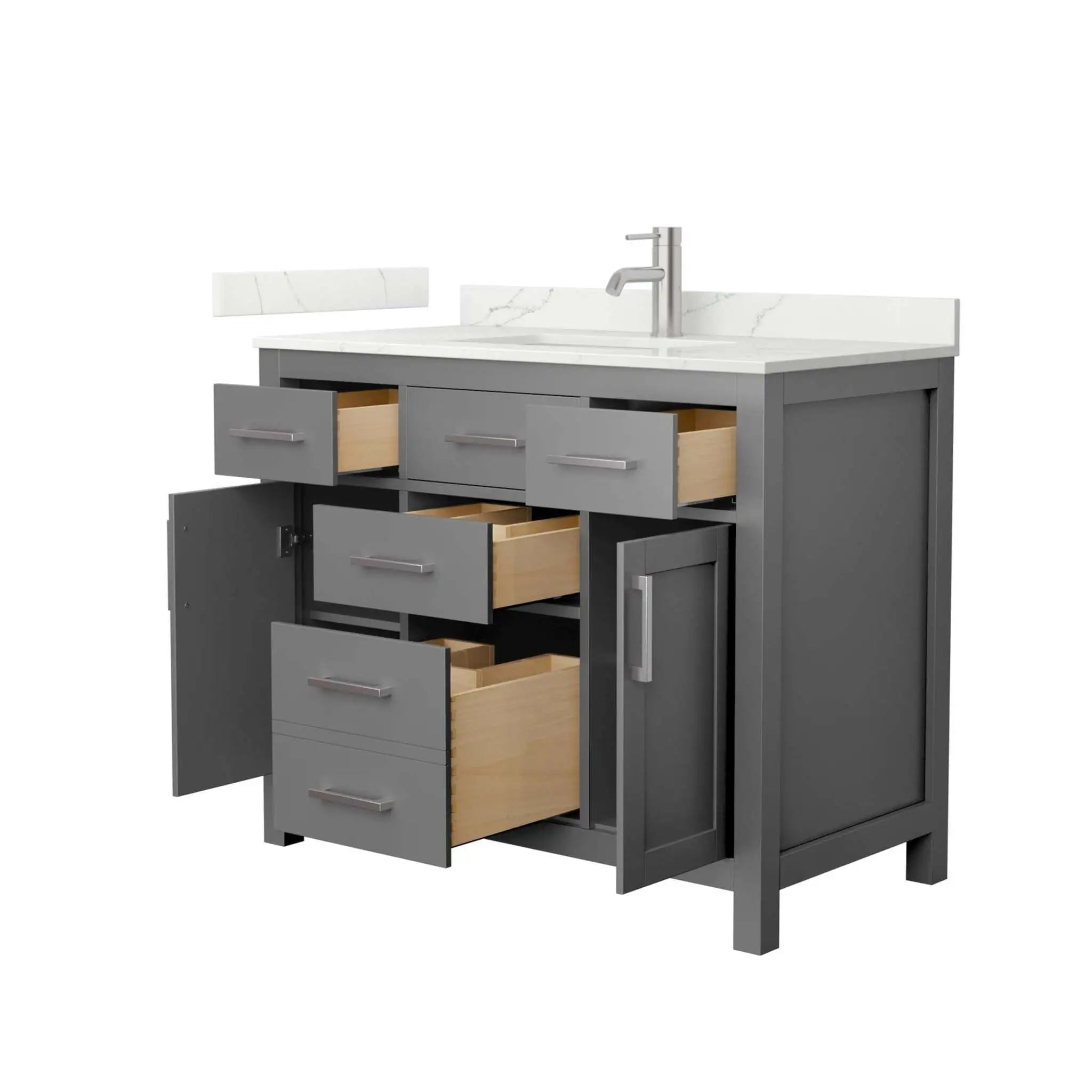 42" Beckett Single Bathroom Vanity in Dark Gray with Brushed Nickel Trim by Wyndham